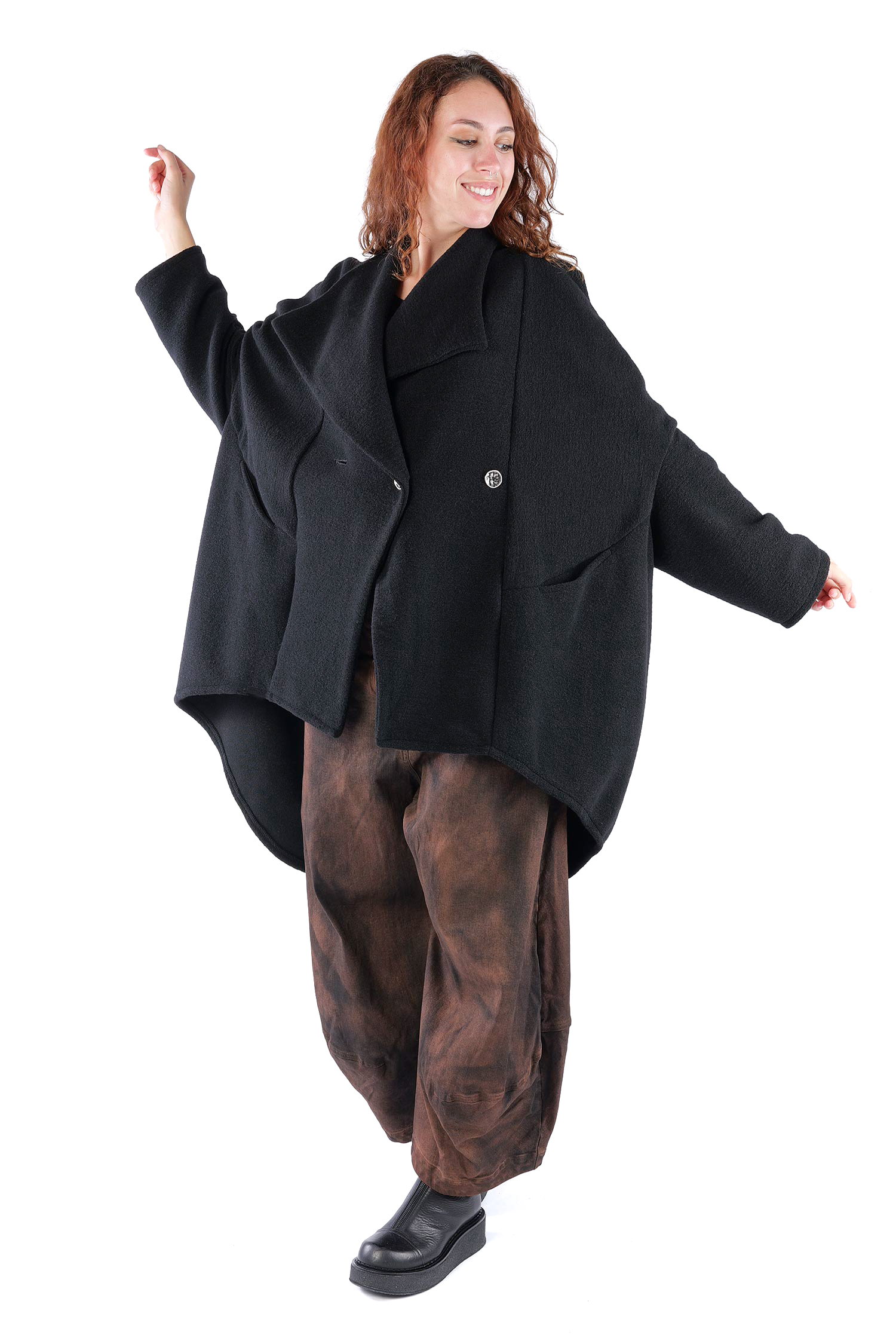 Oversize Mantel - Schwarz - S490
