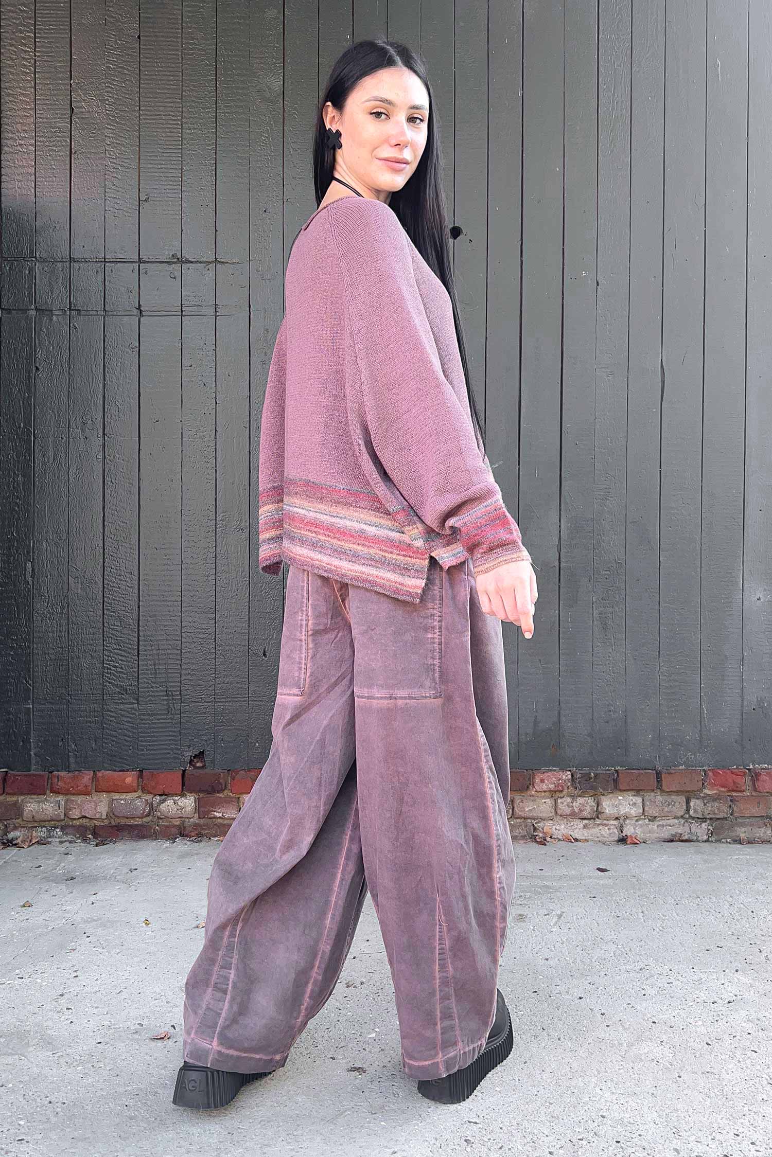 Oversized knitted pullover - Crystal stripe - 2263720703
