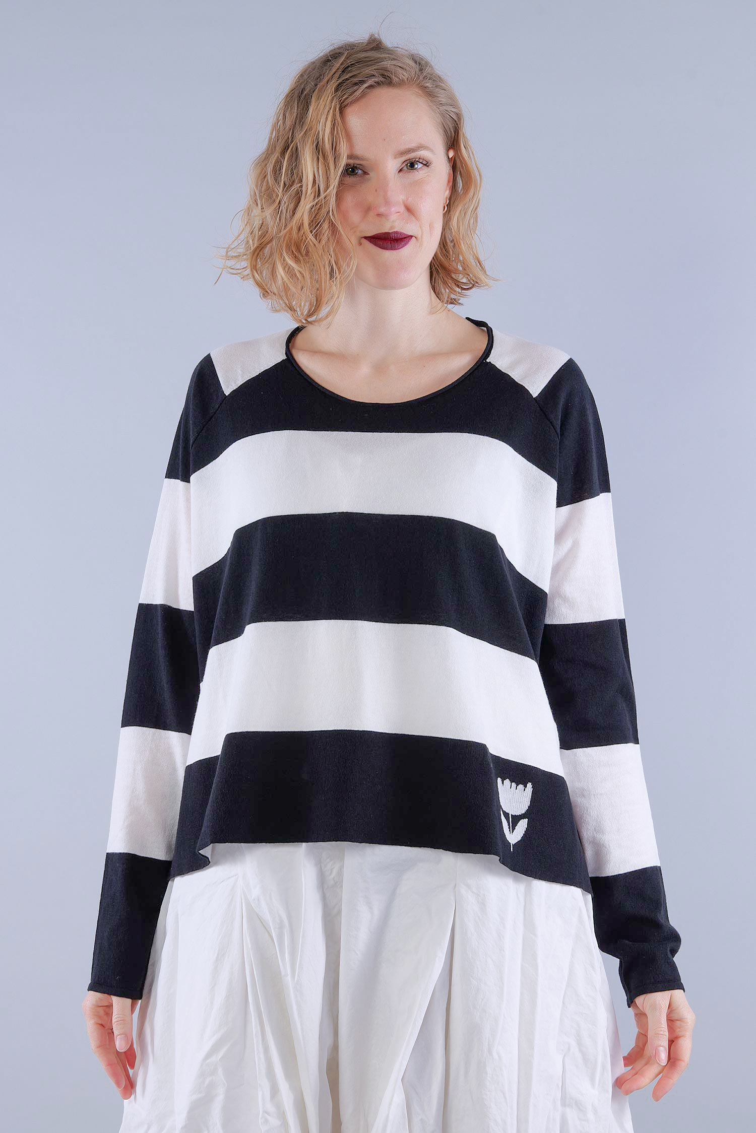 Feinstrickpullover - Black offwhite stripe - 1263330701