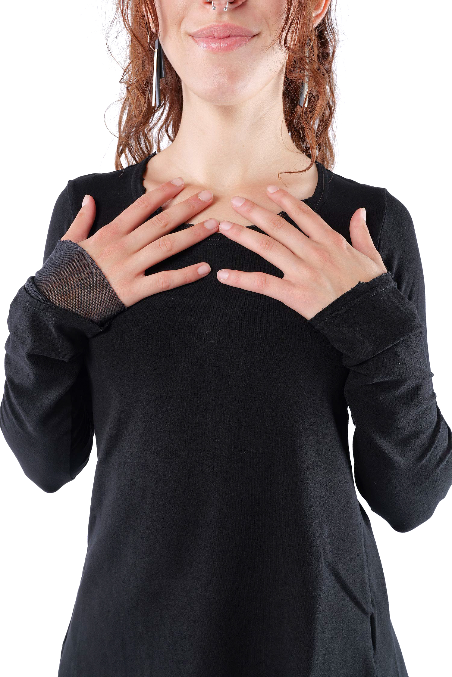 Longsleeve mit Tüll - Schwarz - 2263510501