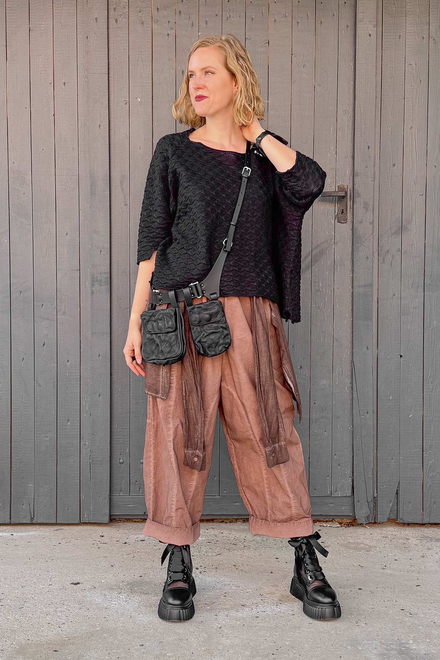 Oversized knitted pullover - Black - 1263380702