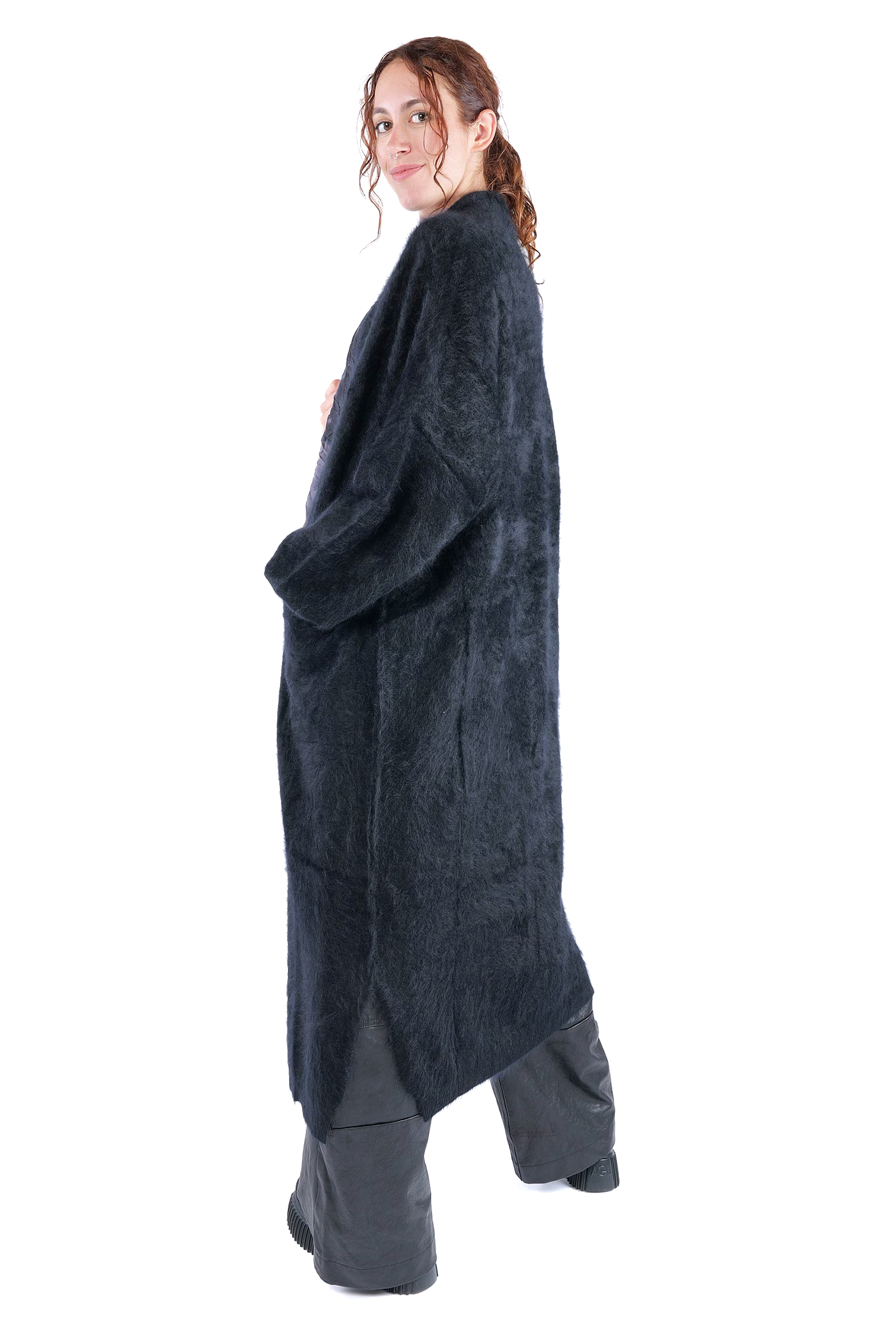 Flauschiger Kaschmir Cardigan - Night - 25133