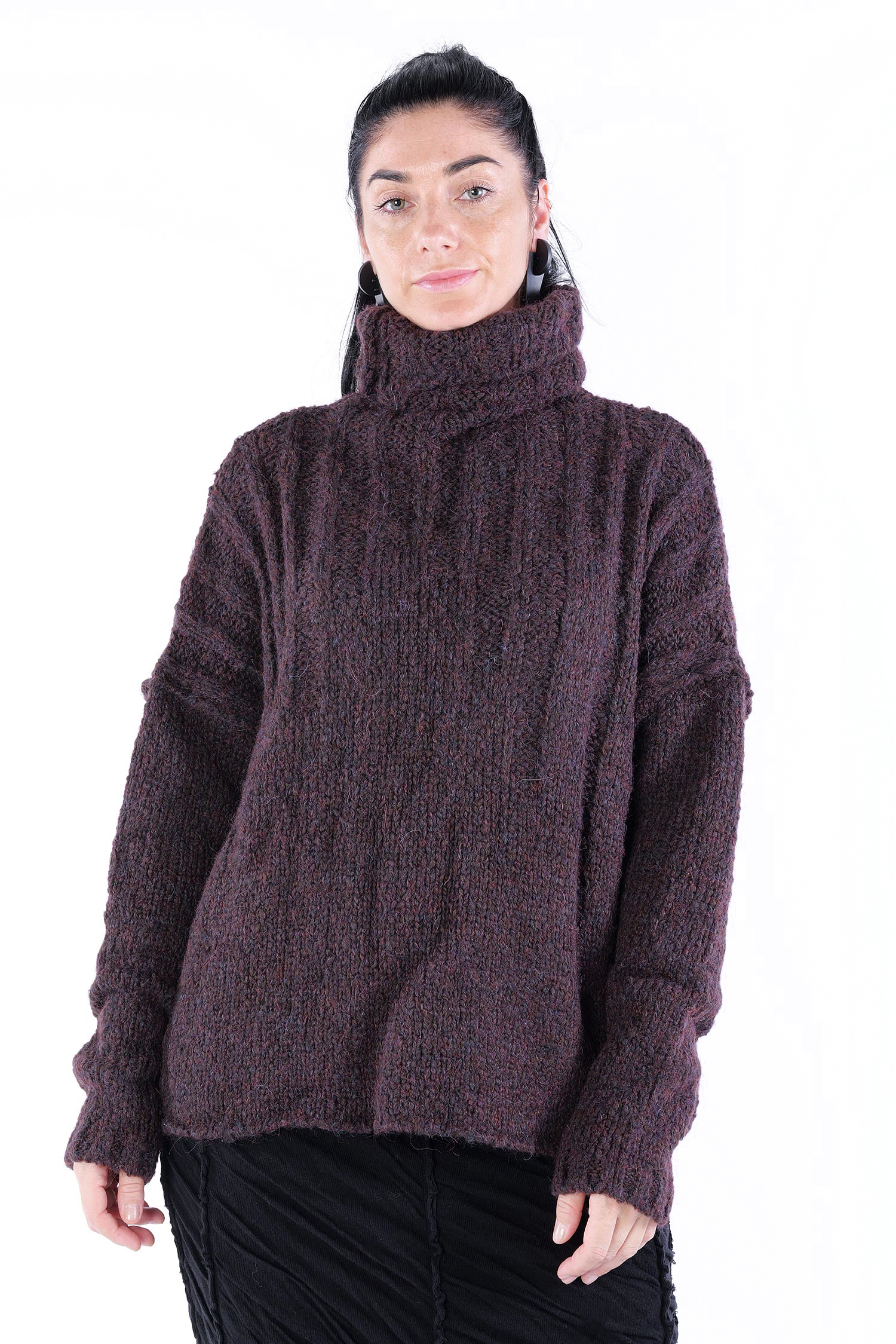 Grobstrickpullover - Smoke burgundy - Vanova