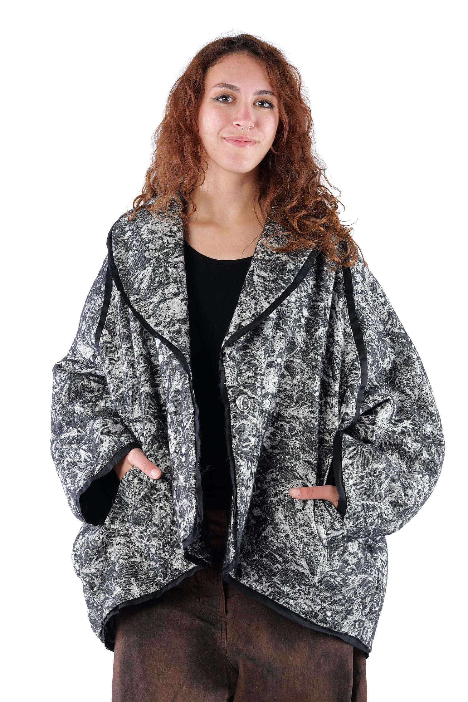 Oversize Winterjacke - Schwarz/Weiß - S438