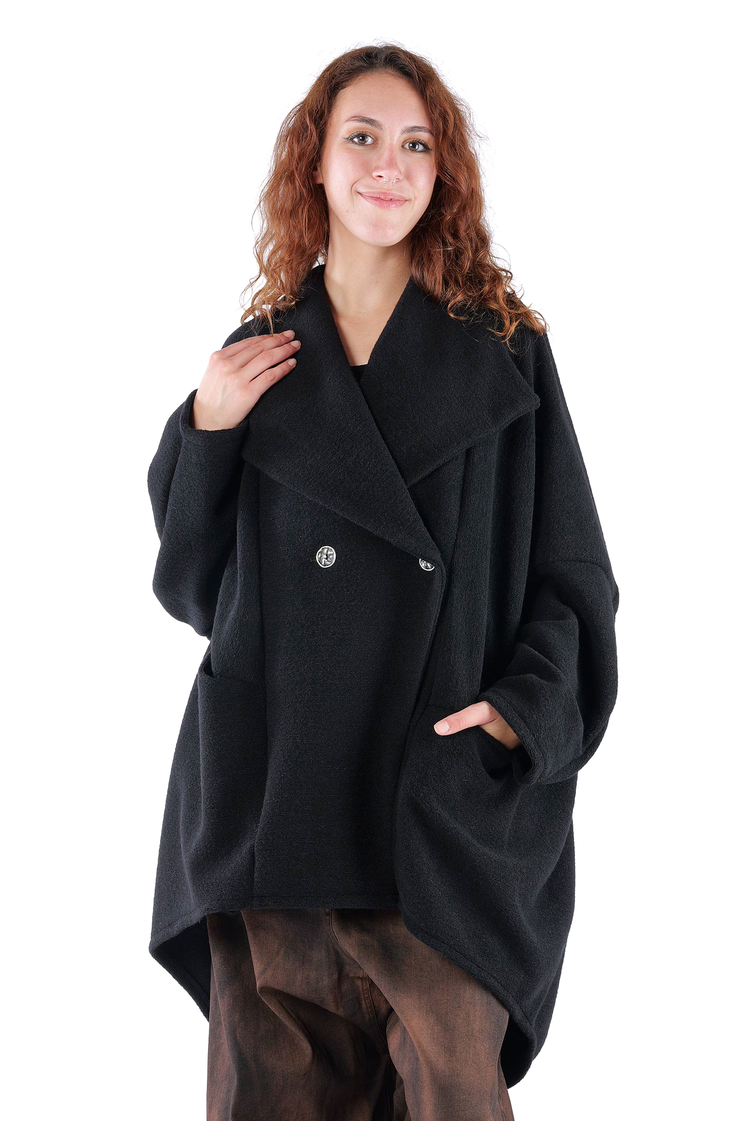 Oversize Mantel - Schwarz - S490