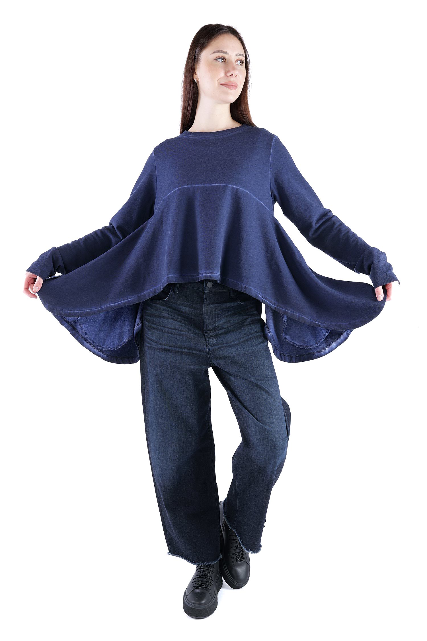 Asymmetrical sweat pullover - Ocean - 2135