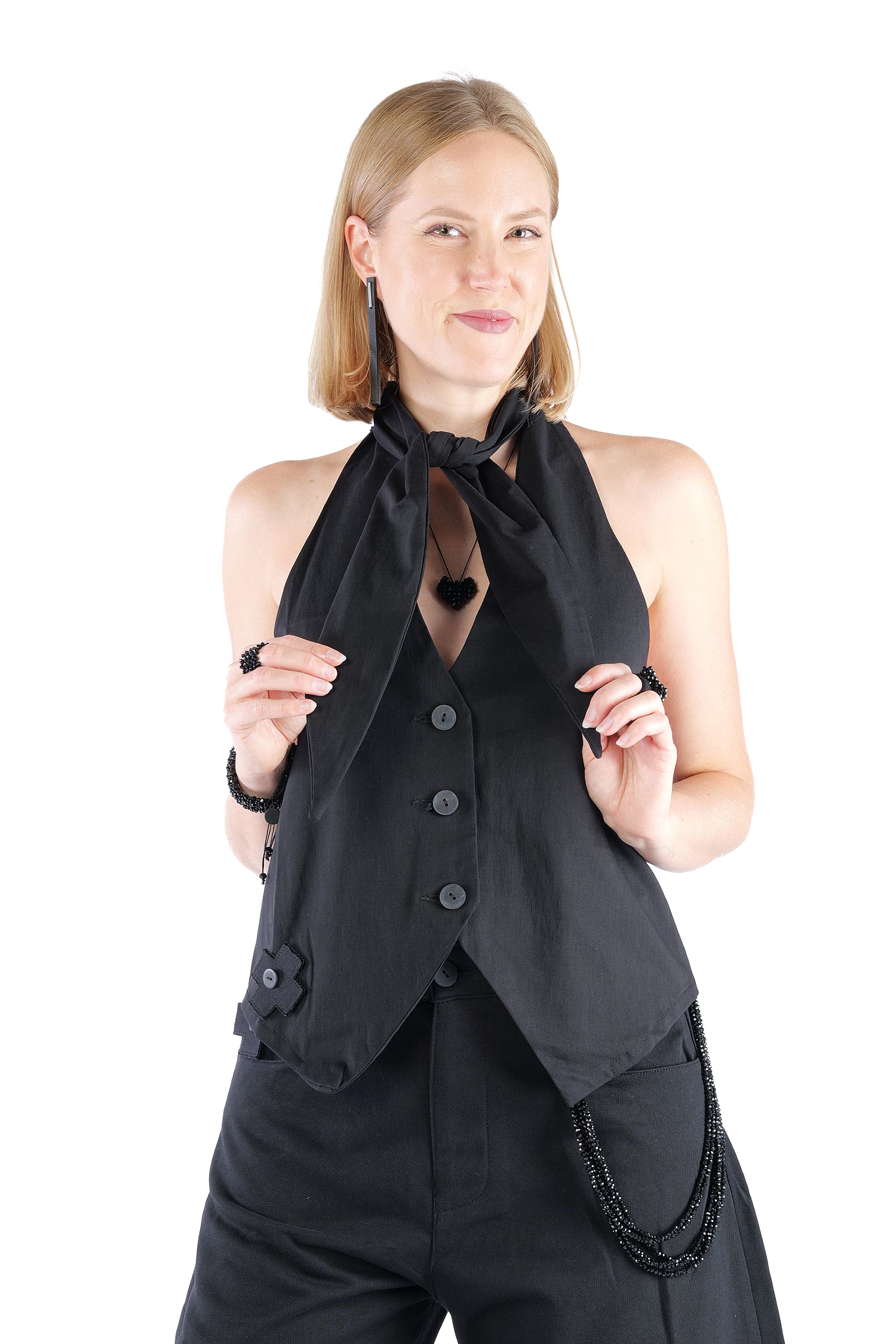 Stretch-Weste - Schwarz - 4036