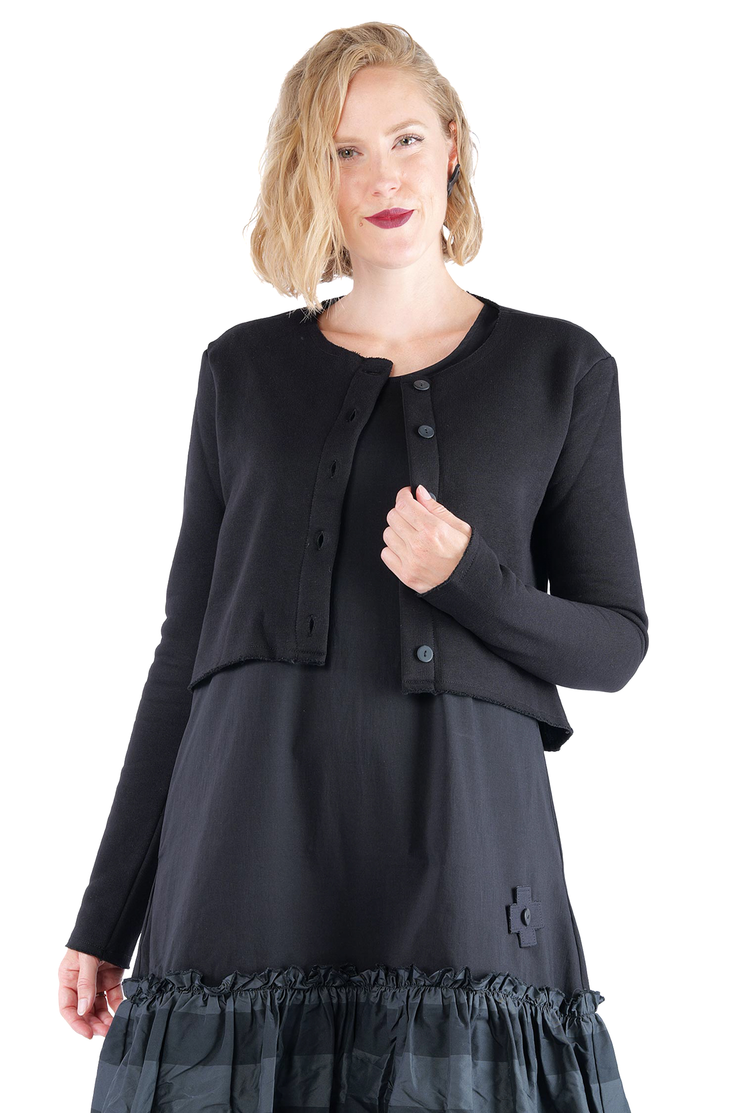 Kurze Sweatjacke - Schwarz - 2121
