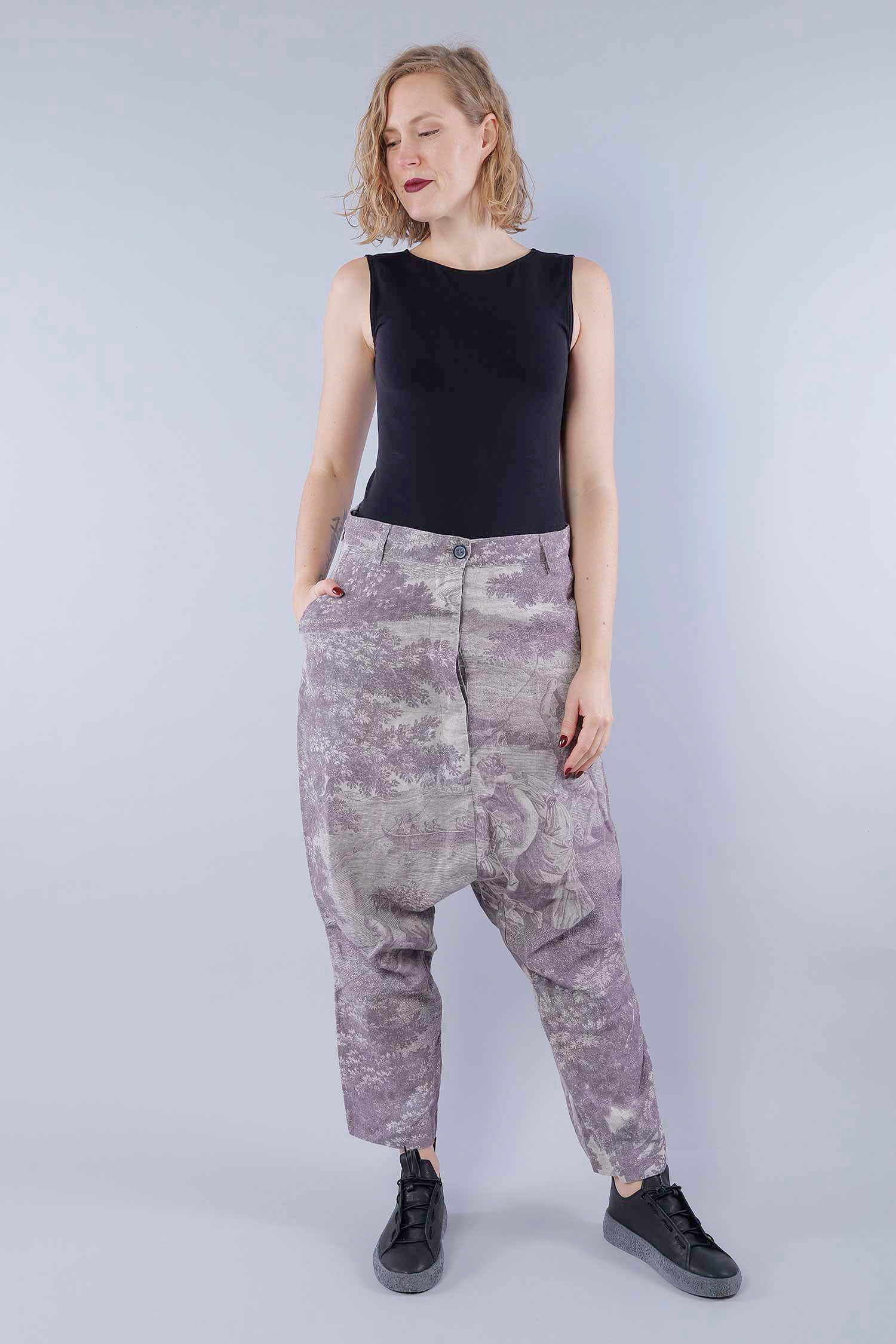 Printed linen pants - Amber print - 1262780101