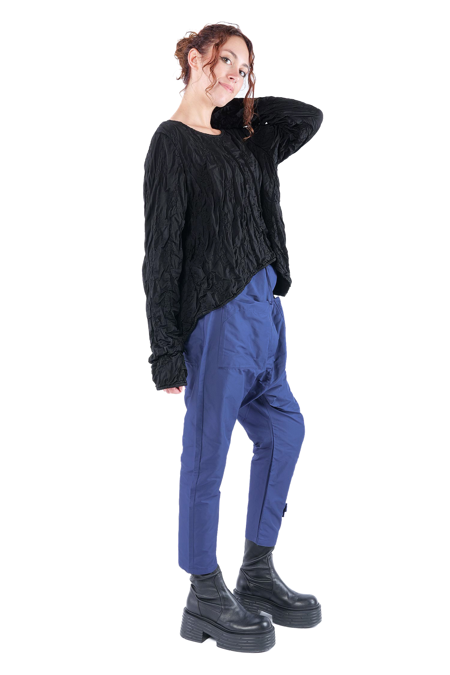Oversize Stepppullover - Schwarz - Innenlaut