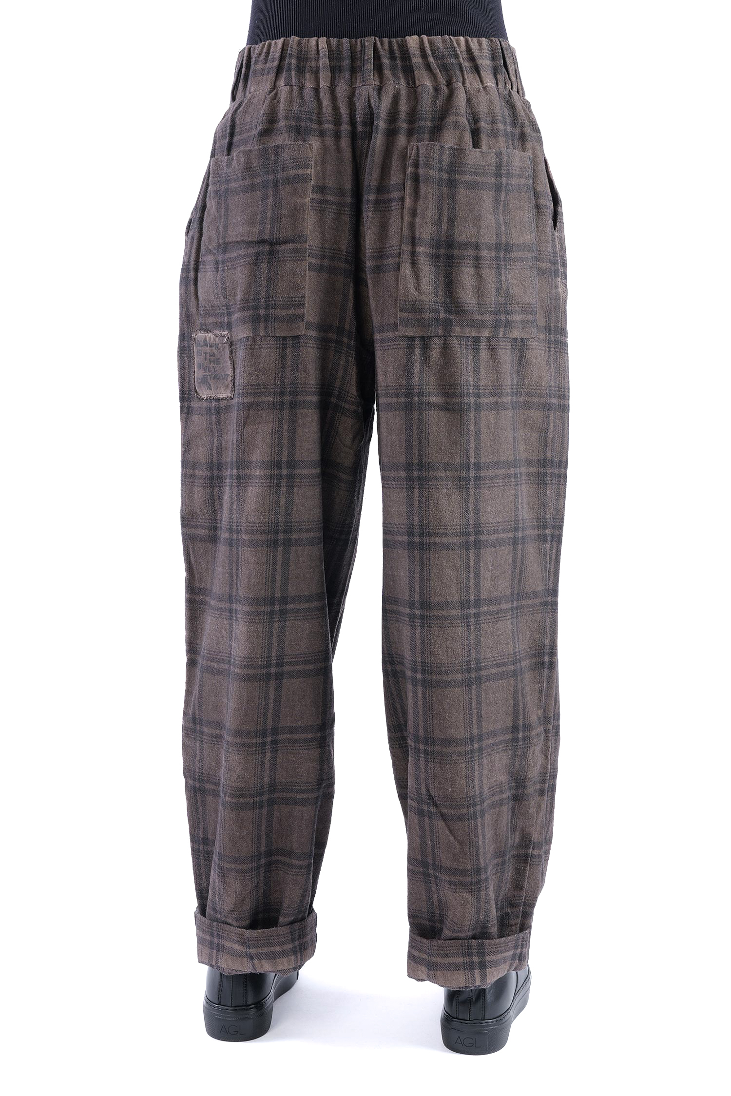 Pleated pants - Truffle old dye check - Casso