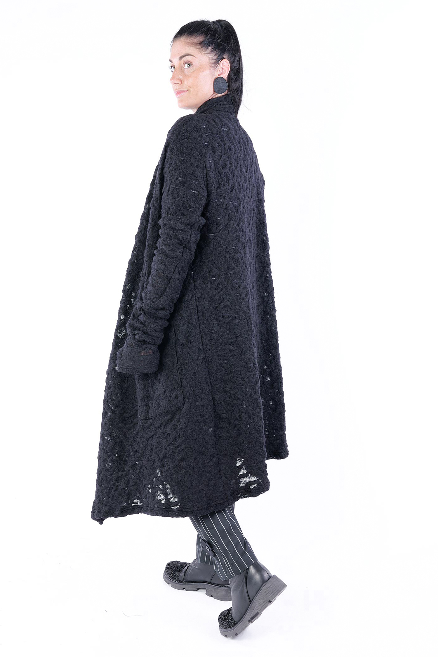 Asymmetrischer Mantel - Schwarz - M159