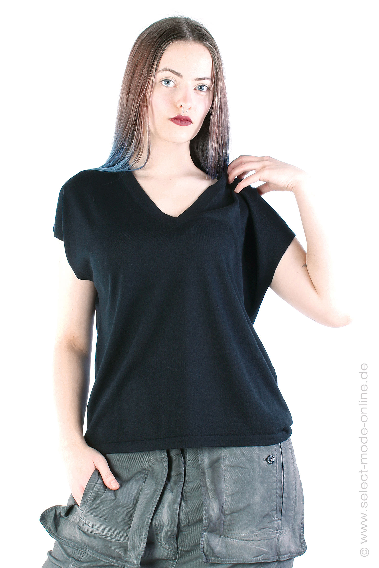 Silk-cashmere top - Black - 2423
