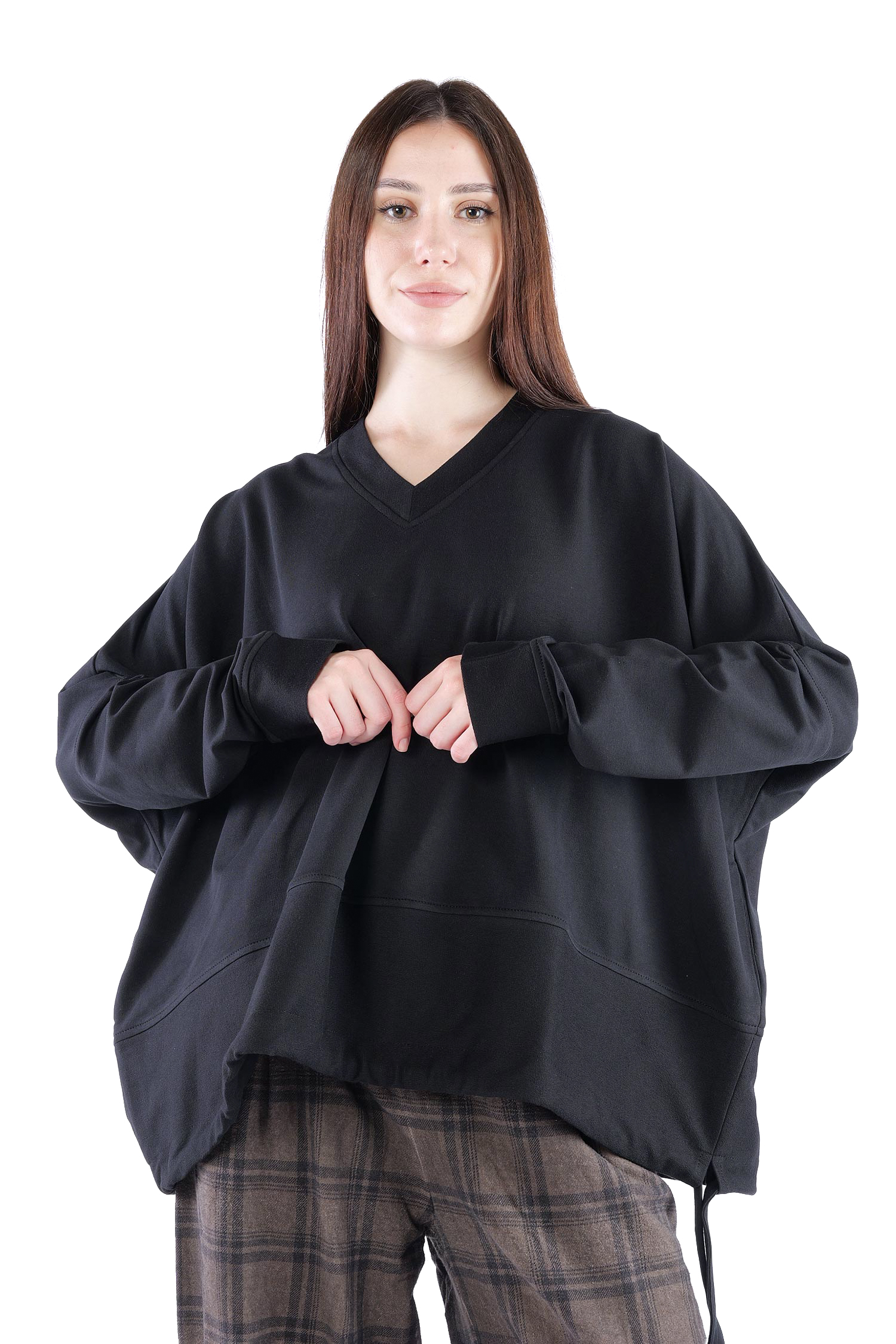 Oversize Sweatpullover - Schwarz - 26.2-KHF116