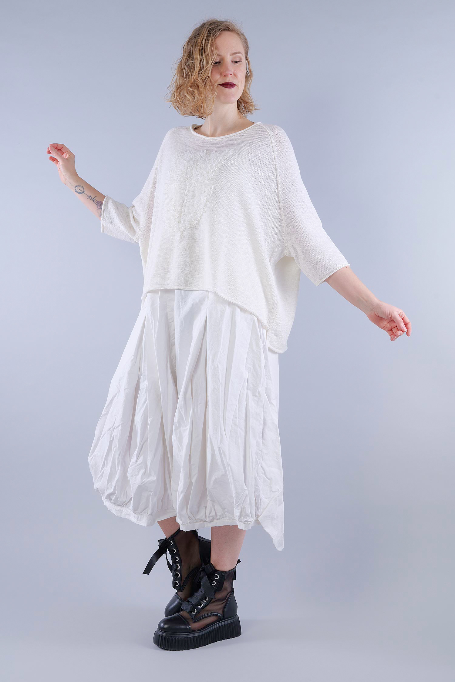 Shirt mit Tulpe - Offwhite jackquard - 1263480704