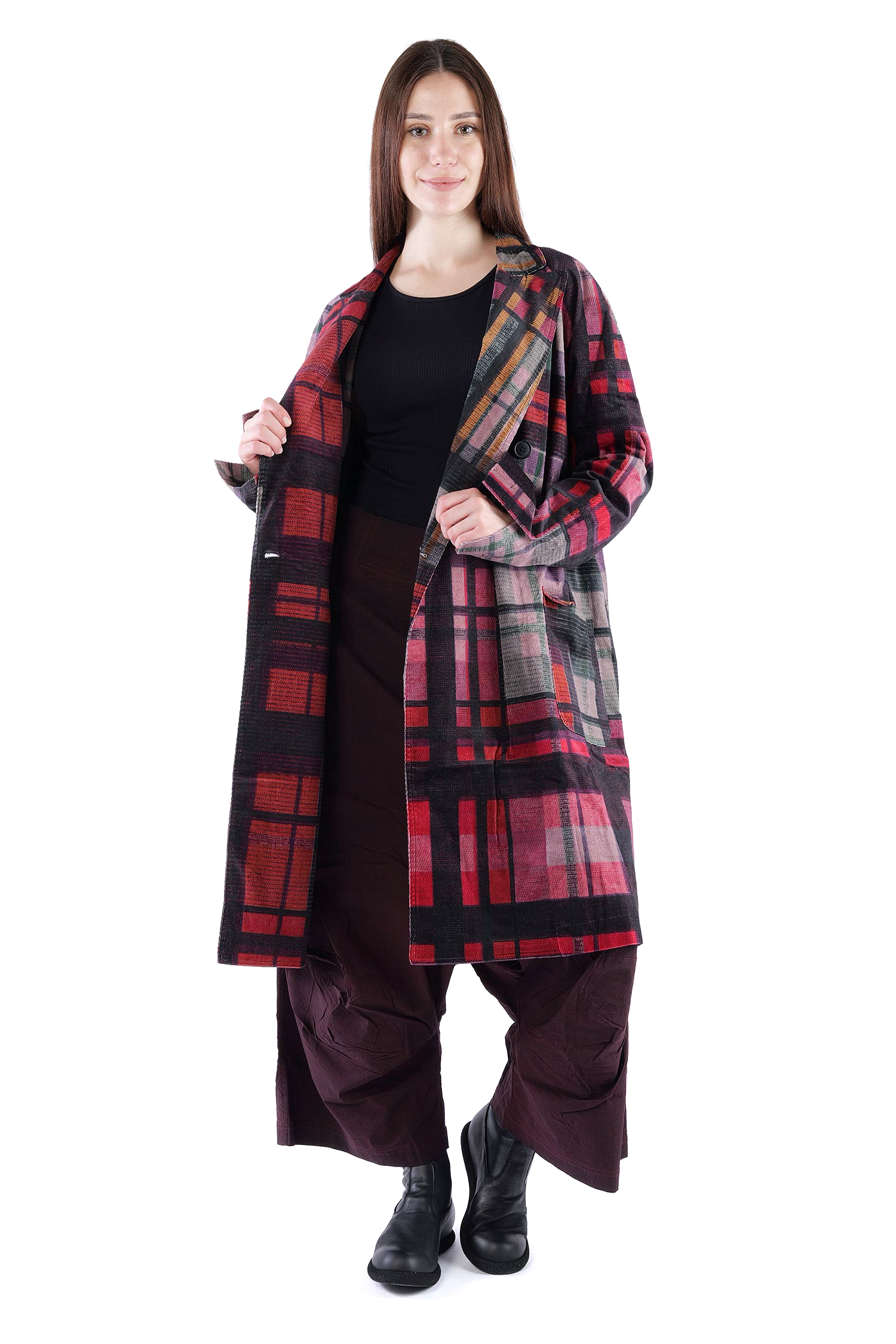 Babycord coat - Check multicolor - 2263231202