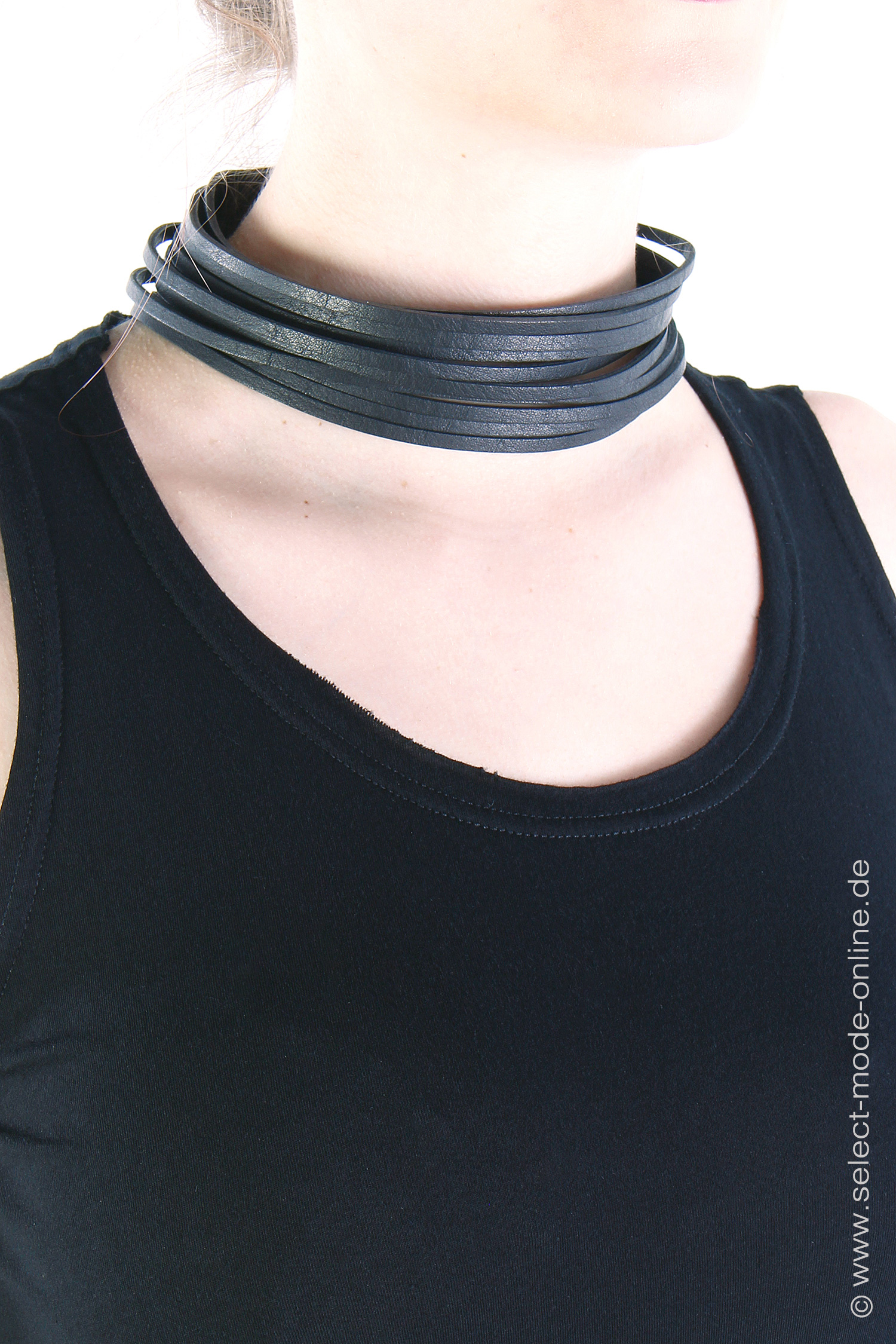 Leather Necklace - black - Choker