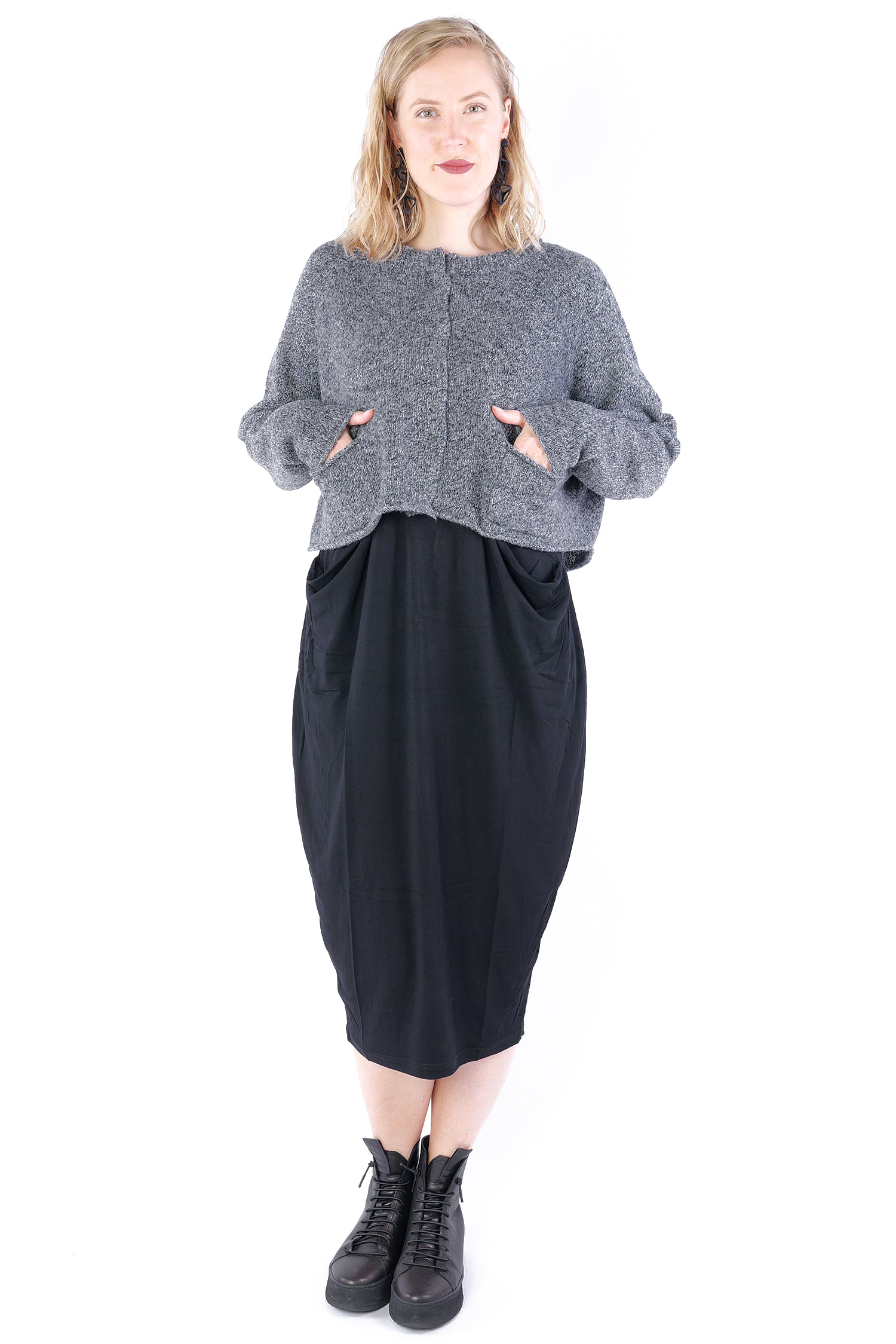 Kurze Strickjacke - Dark grey - 2253317102