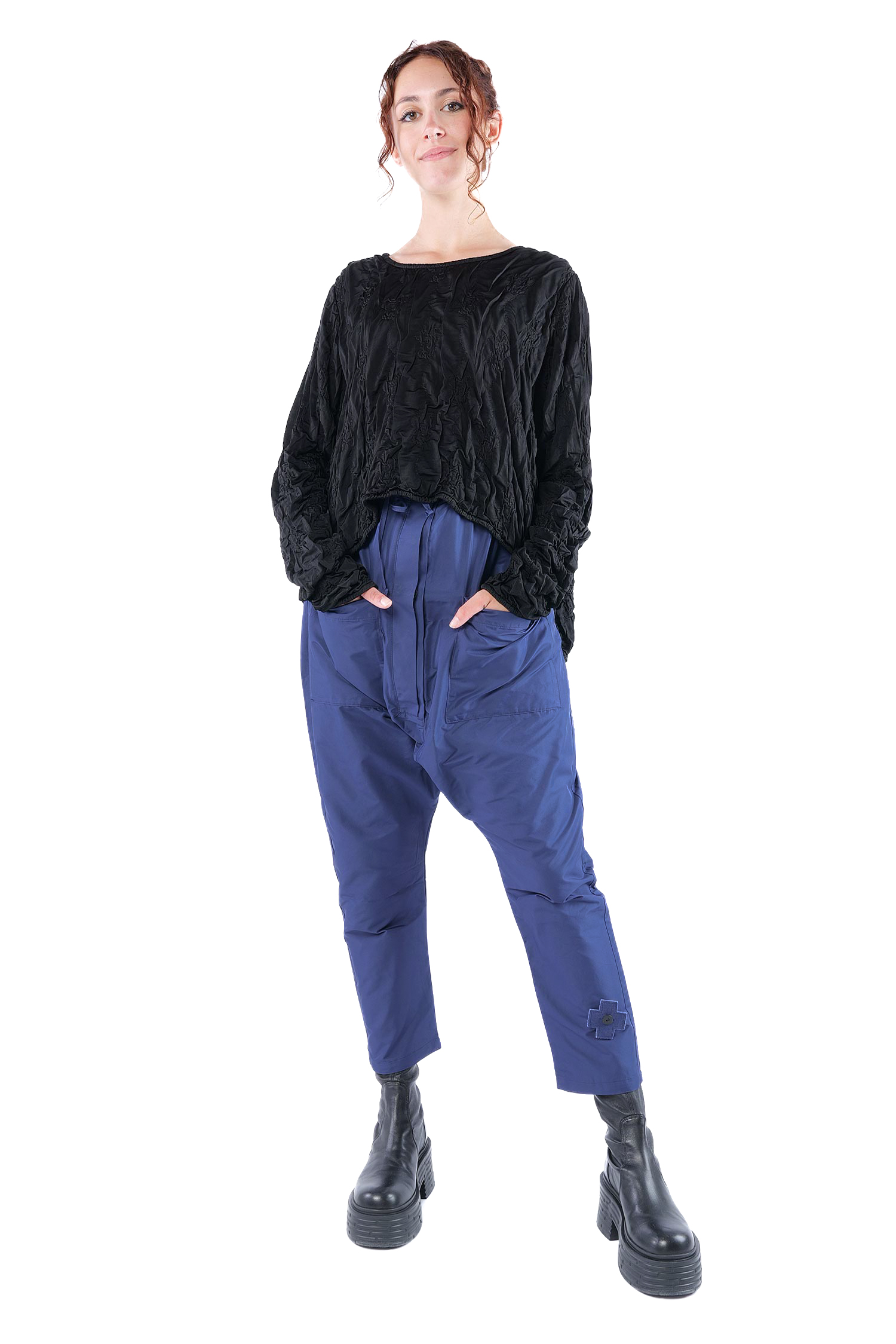 Oversize Stepppullover - Schwarz - Innenlaut