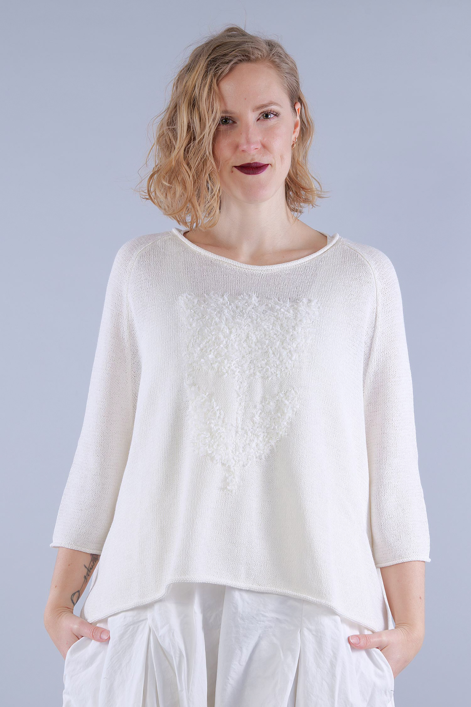 Shirt mit Tulpe - Offwhite jackquard - 1263480704