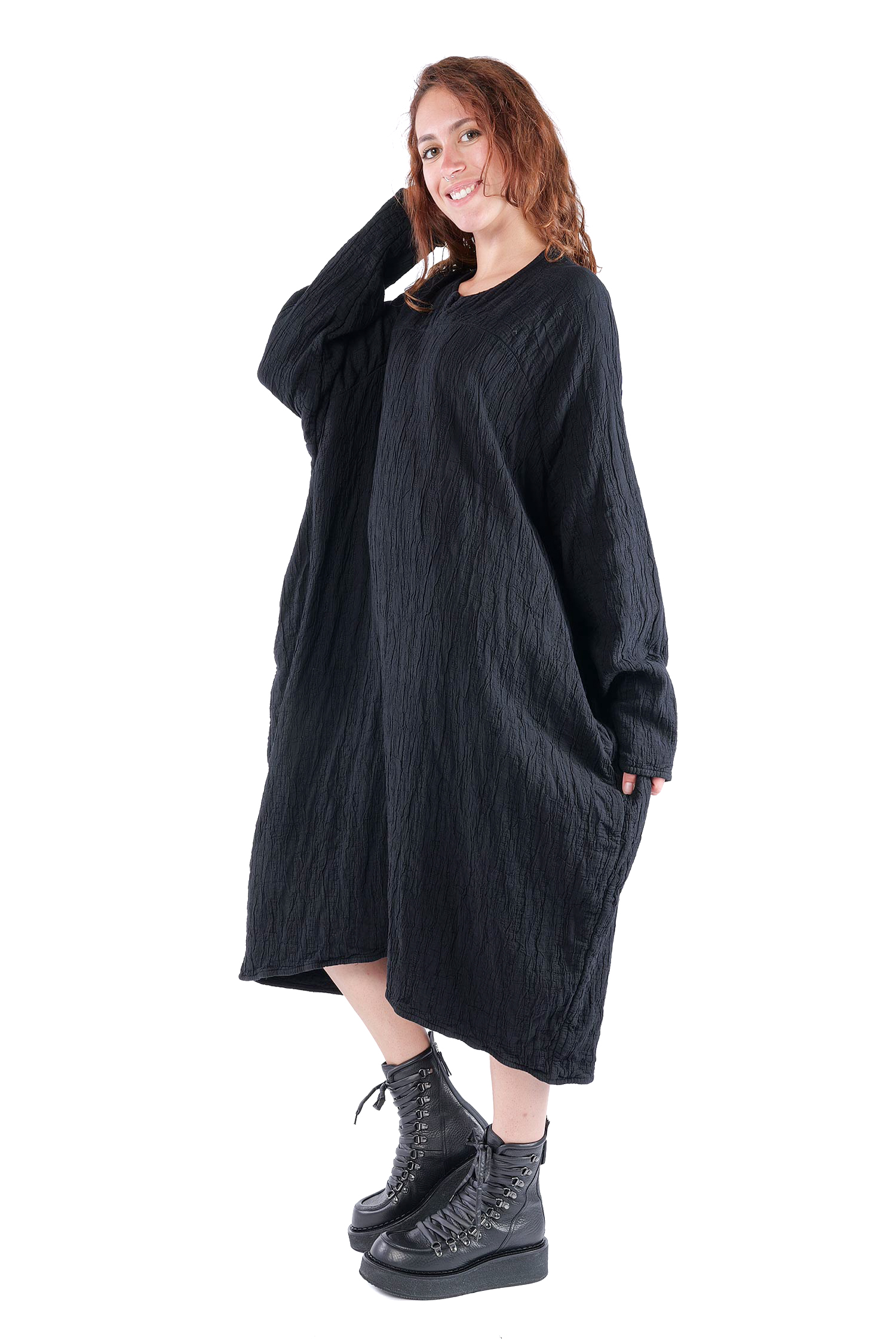 Tulpiges Oversizekleid - Schwarz - Hausleib