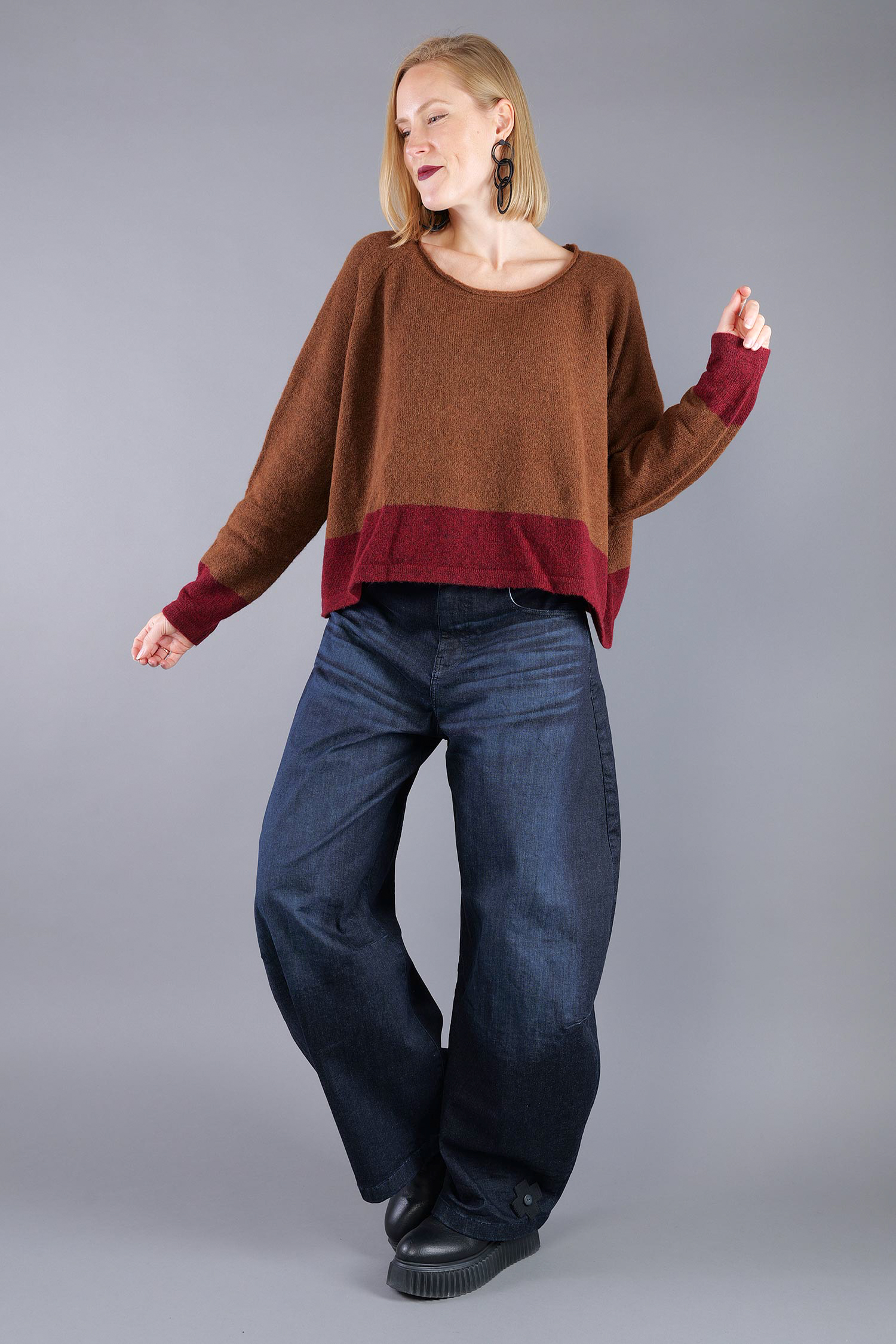 Knitted pullover - Bronze lava - 2263480702