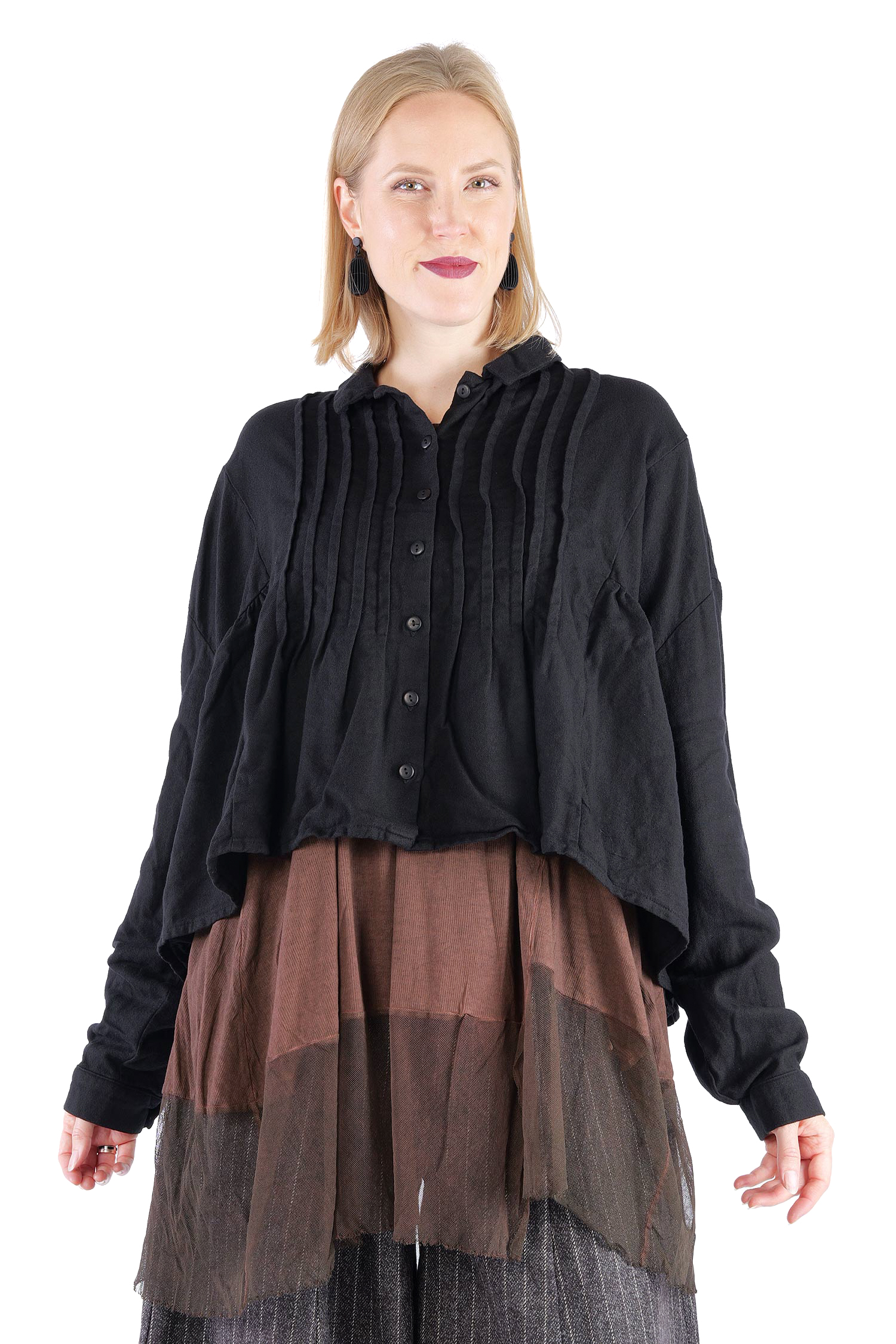 Kurze Flanelljacke - Schwarz - Innenfrei