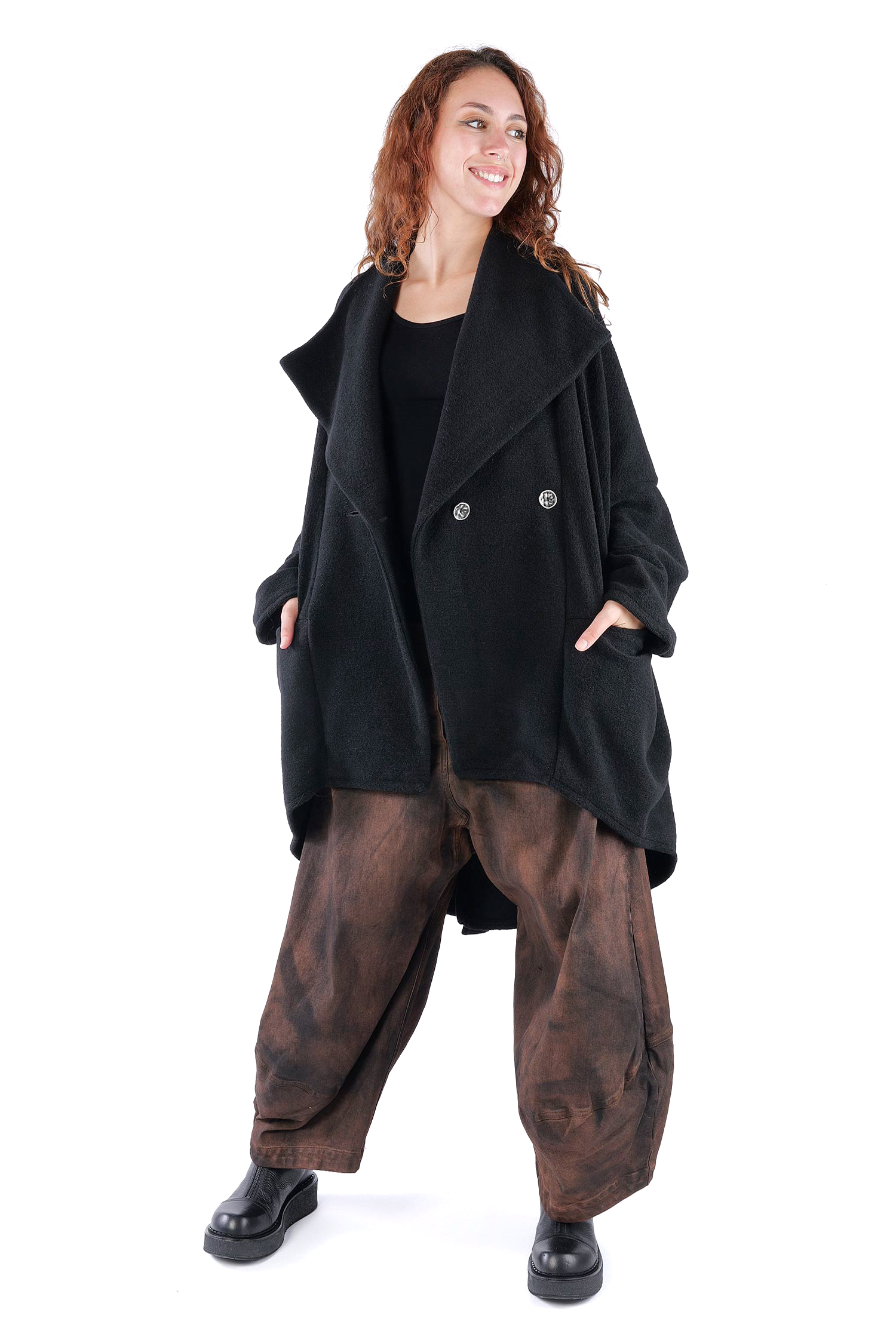 Oversize Mantel - Schwarz - S490