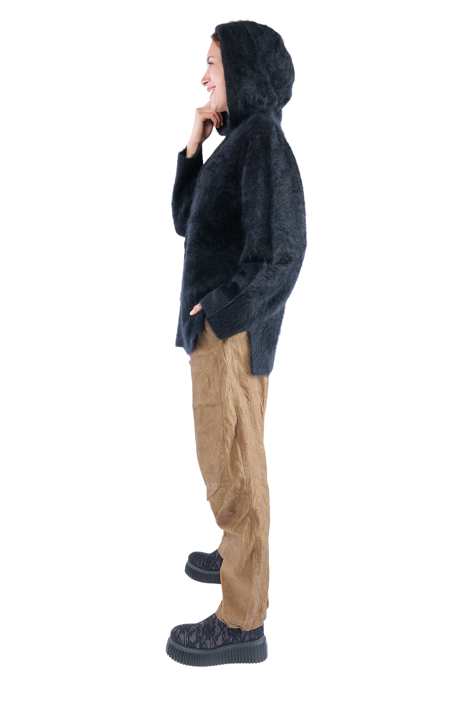 Flauschiger Kaschmir Hoodie - Night - 26132
