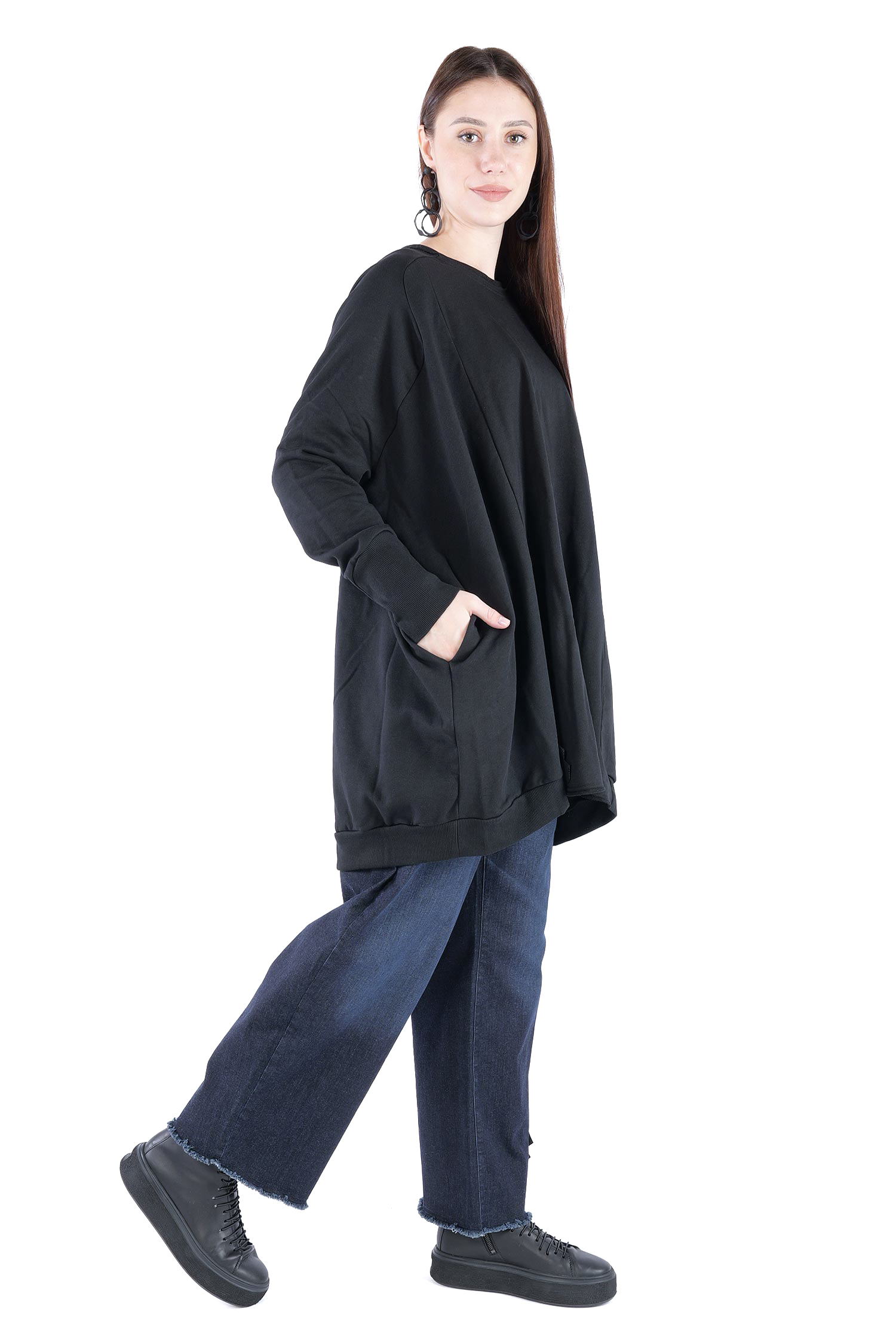 Oversize Sweatpullover - Schwarz - 2139