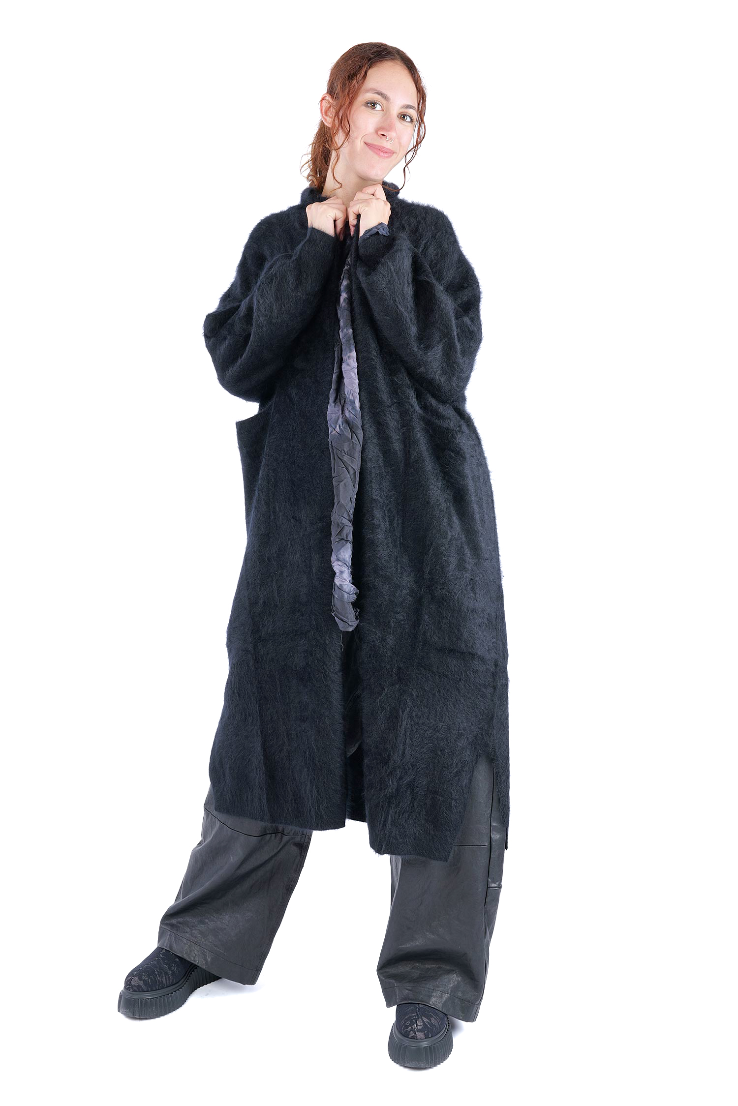 Flauschiger Kaschmir Cardigan - Night - 25133