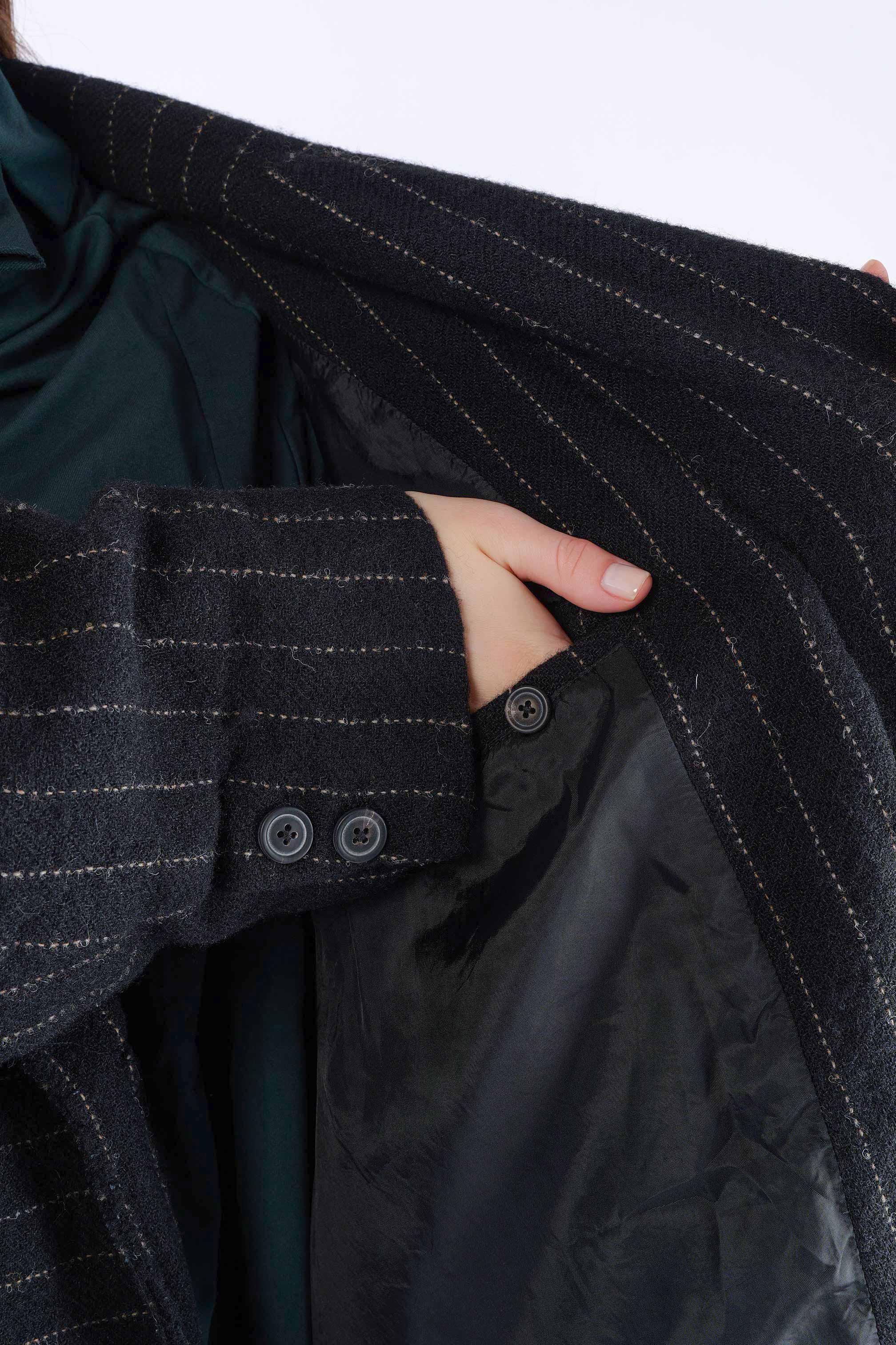 Oversize Wollmantel - Black stripe - 2261151209
