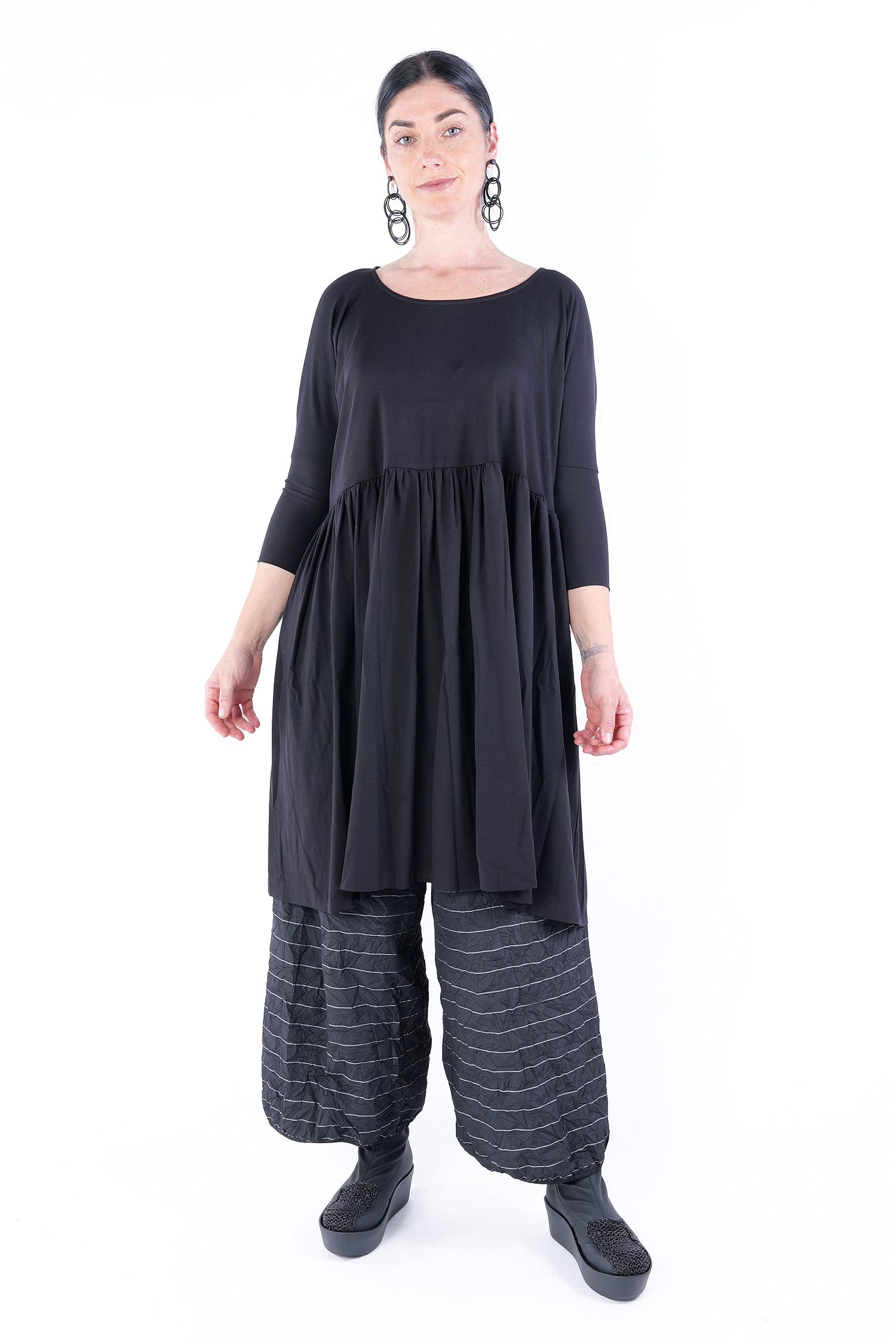 Gerüschte Tunika - Schwarz - W25-72