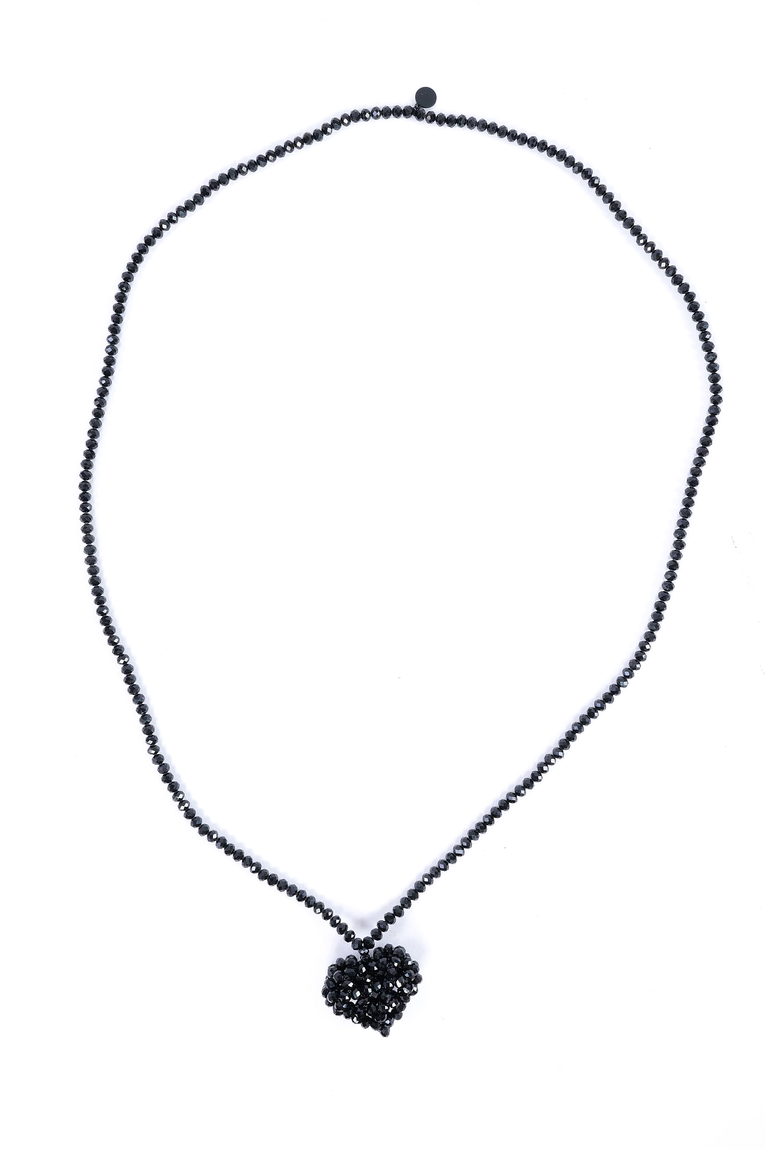 Extra lange 3D Herz Kette - Schwarz - 1539