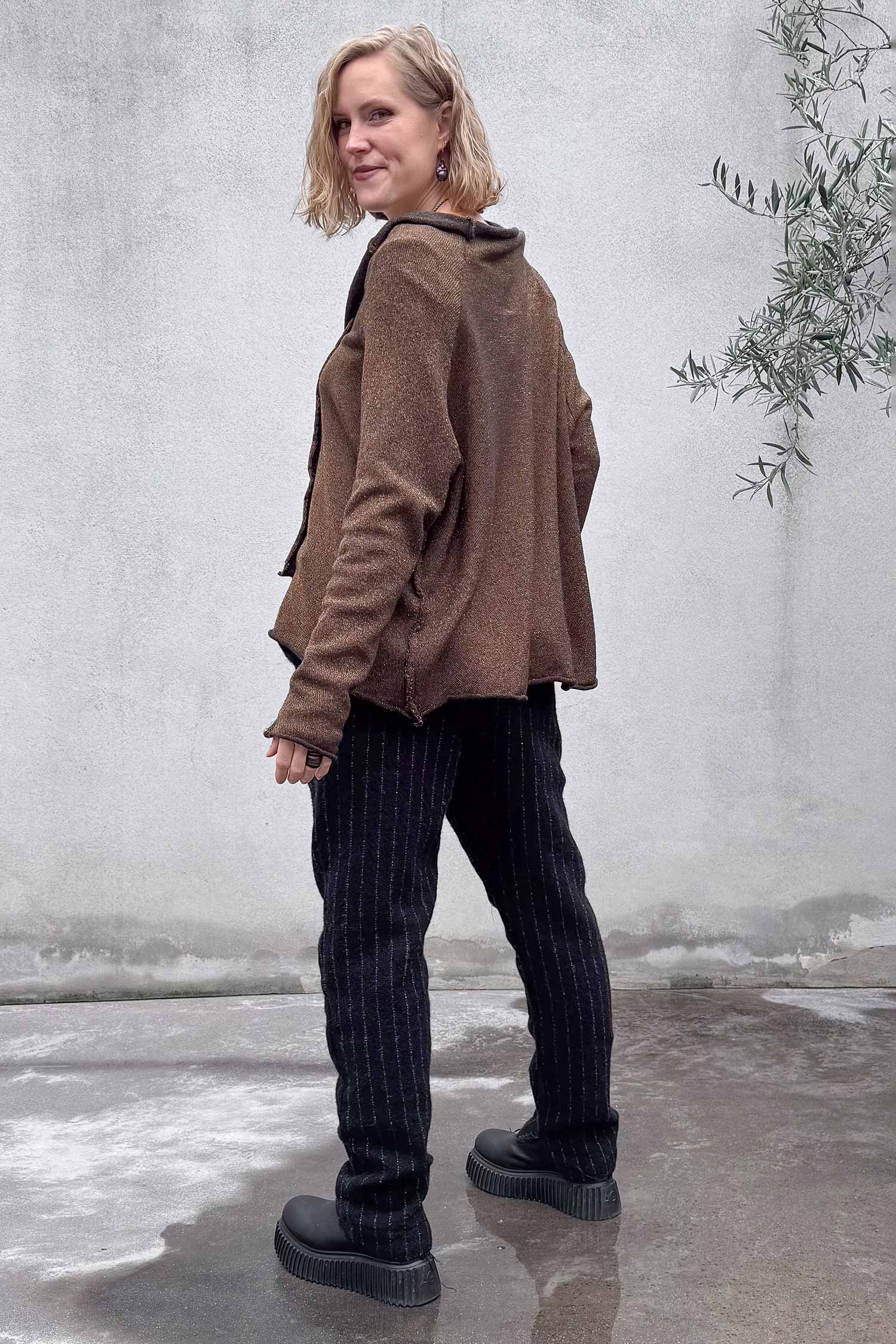 Oversize Wollpullover - Black gold - 2261680703