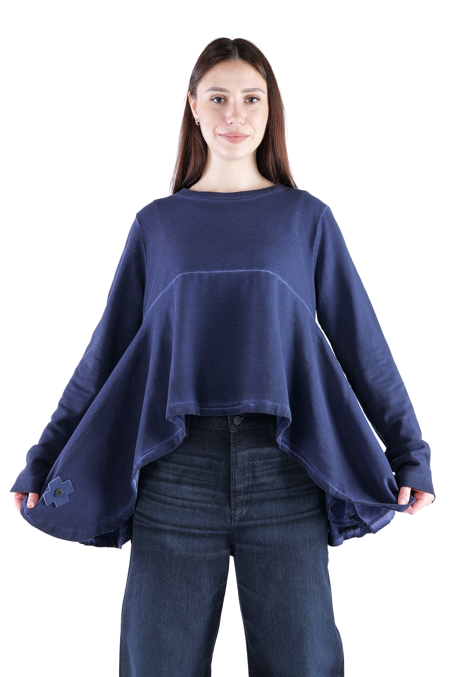 Asymmetrical sweat pullover - Ocean - 2135