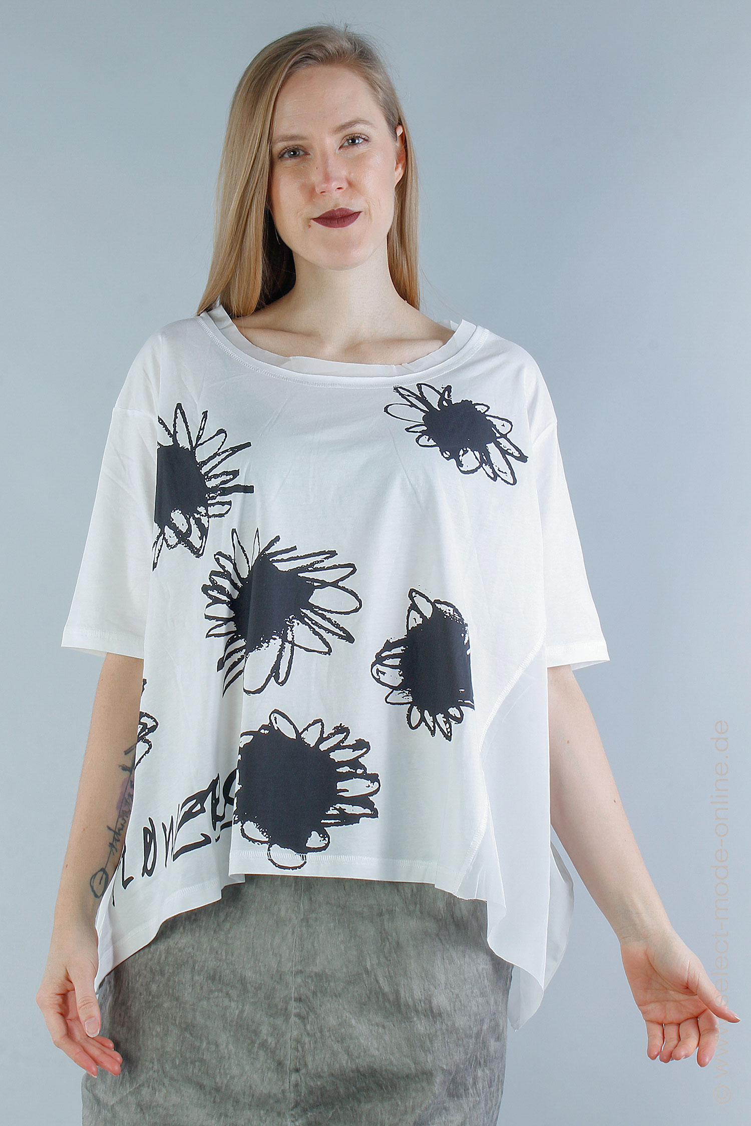 Oversize t-shirt with print - White print - 1242300503