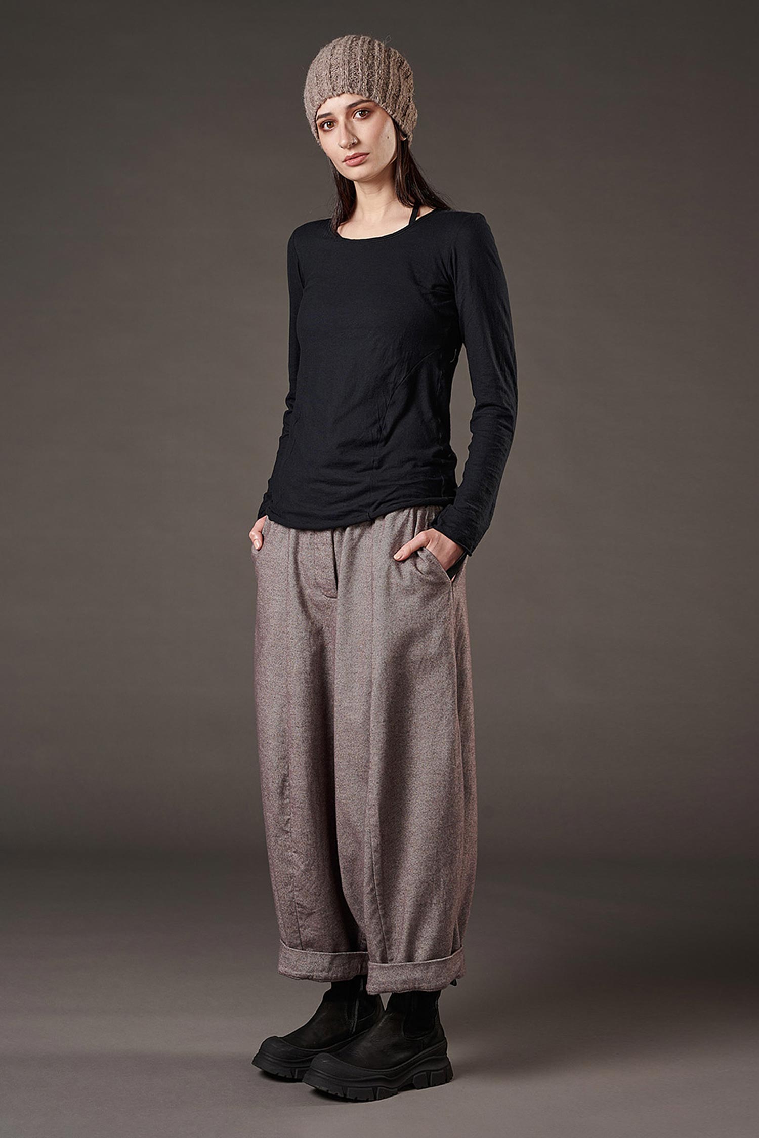 Weite Hose - Truffle old dye check - Alido