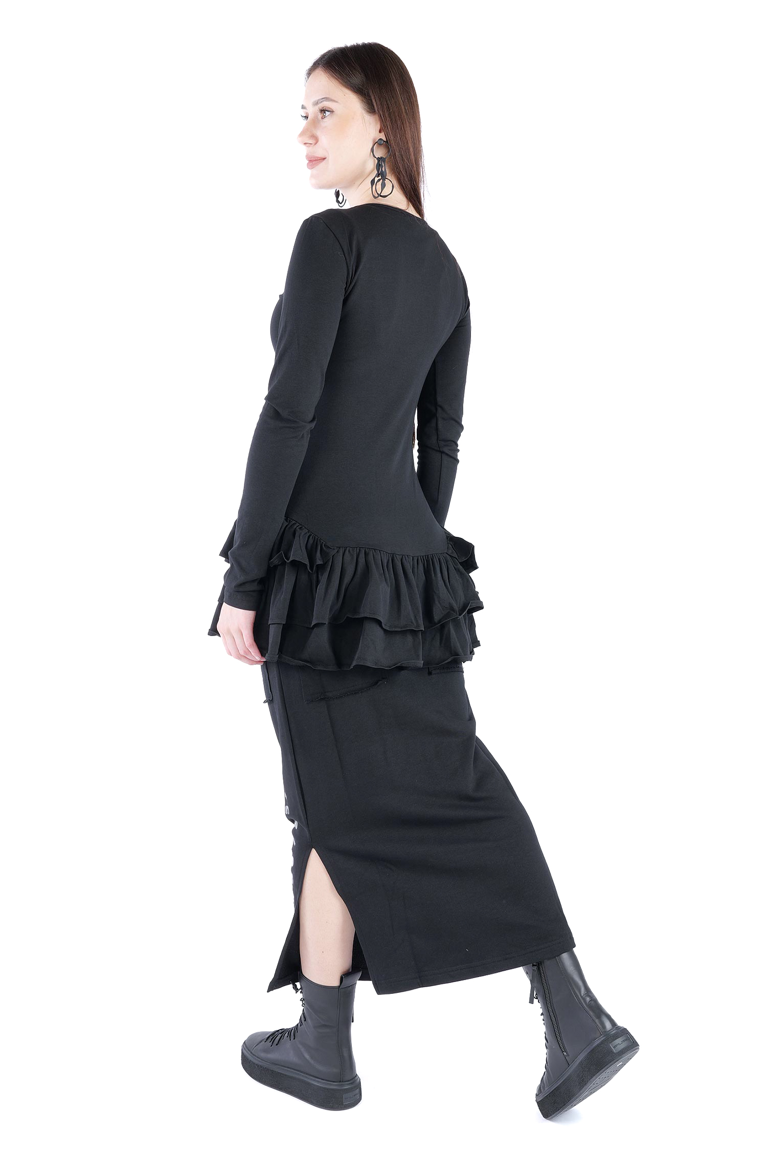 Rüschenpullover - Schwarz - 5088