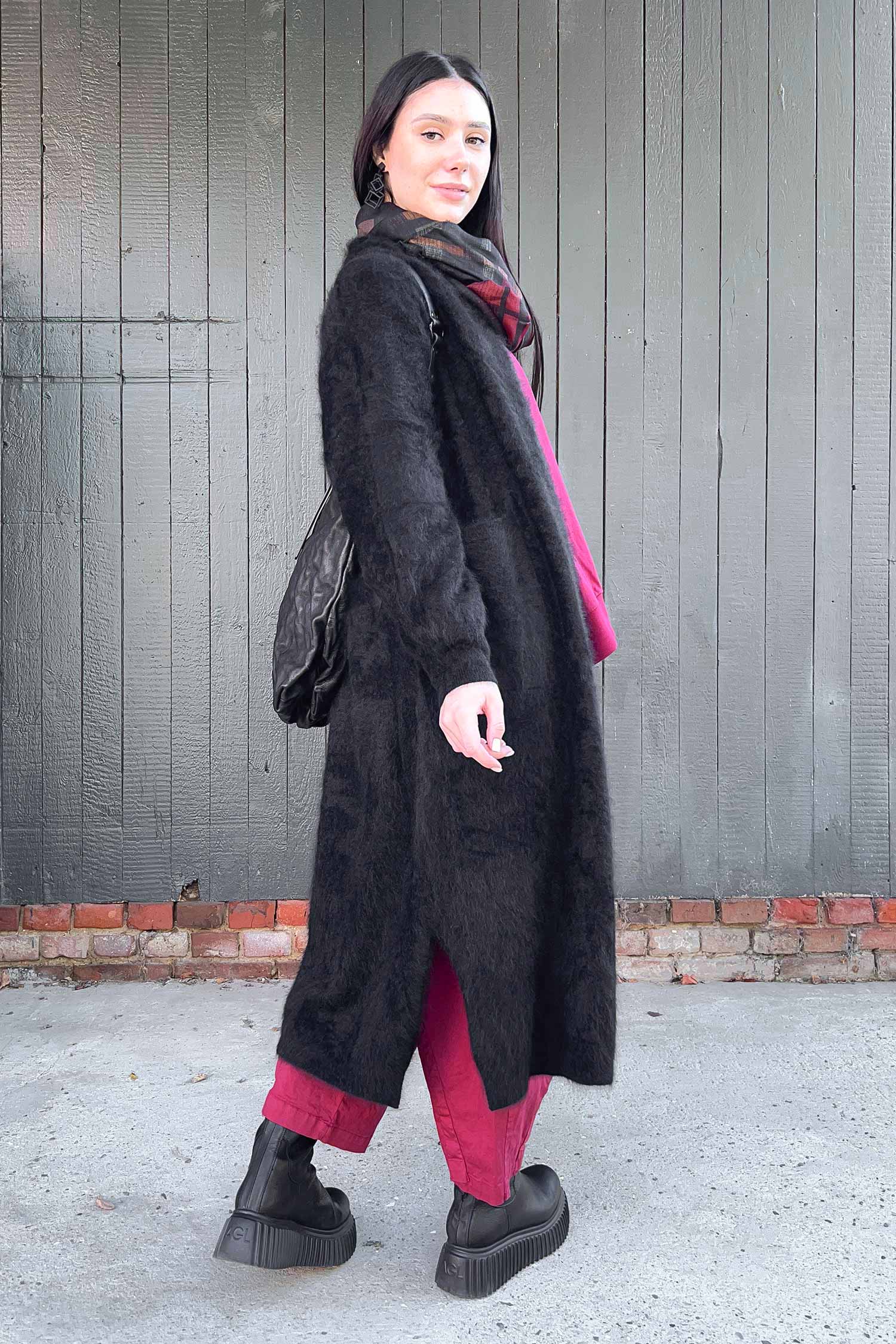 Flauschiger Kaschmir Cardigan - Night - 25133