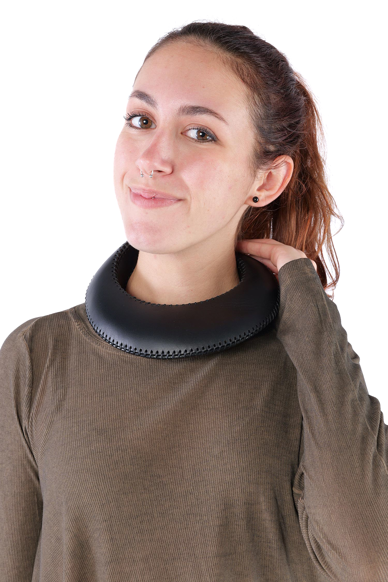 Leather necklace - black - NE17