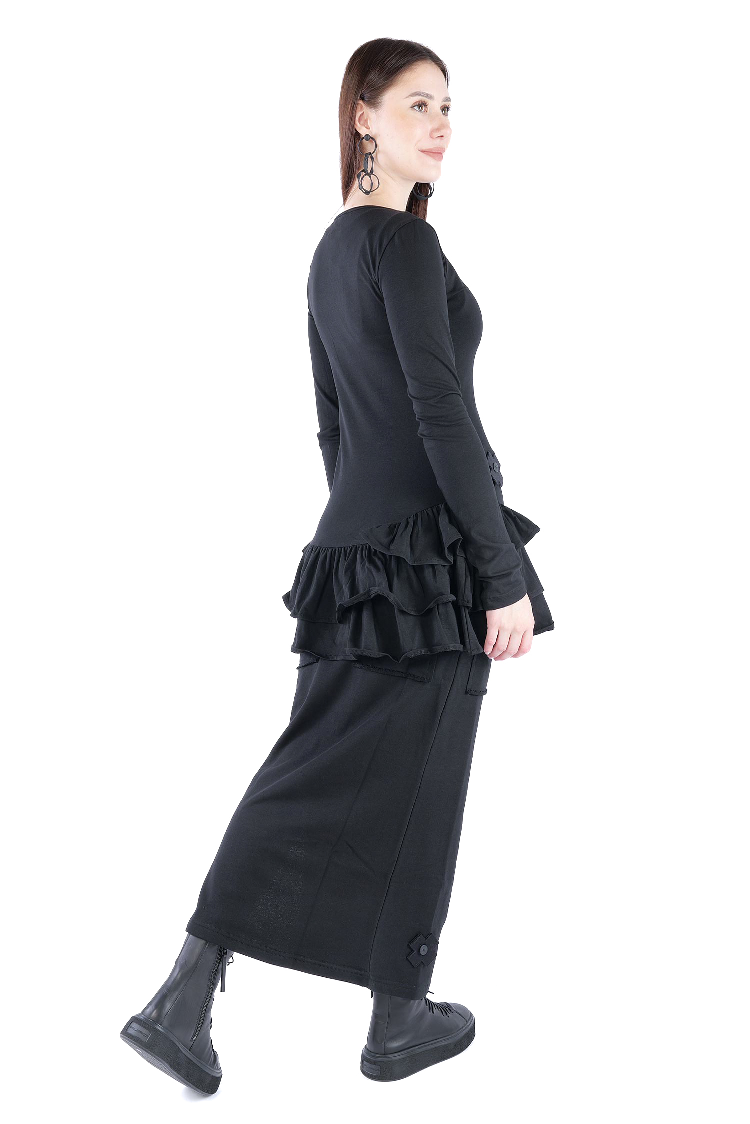 Rüschenpullover - Schwarz - 5088