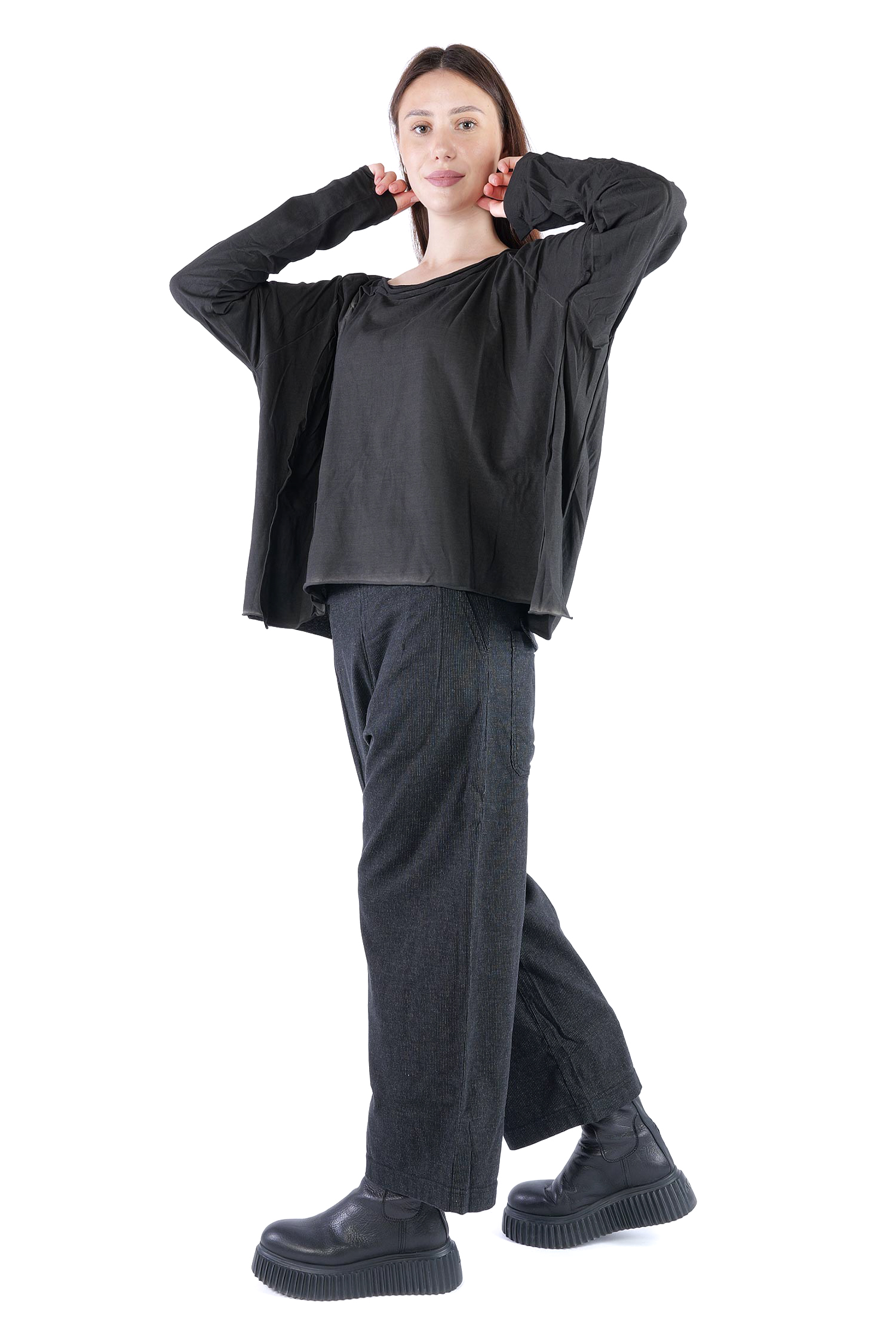 Oversize Jerseypullover - Black cloud - 2262560506