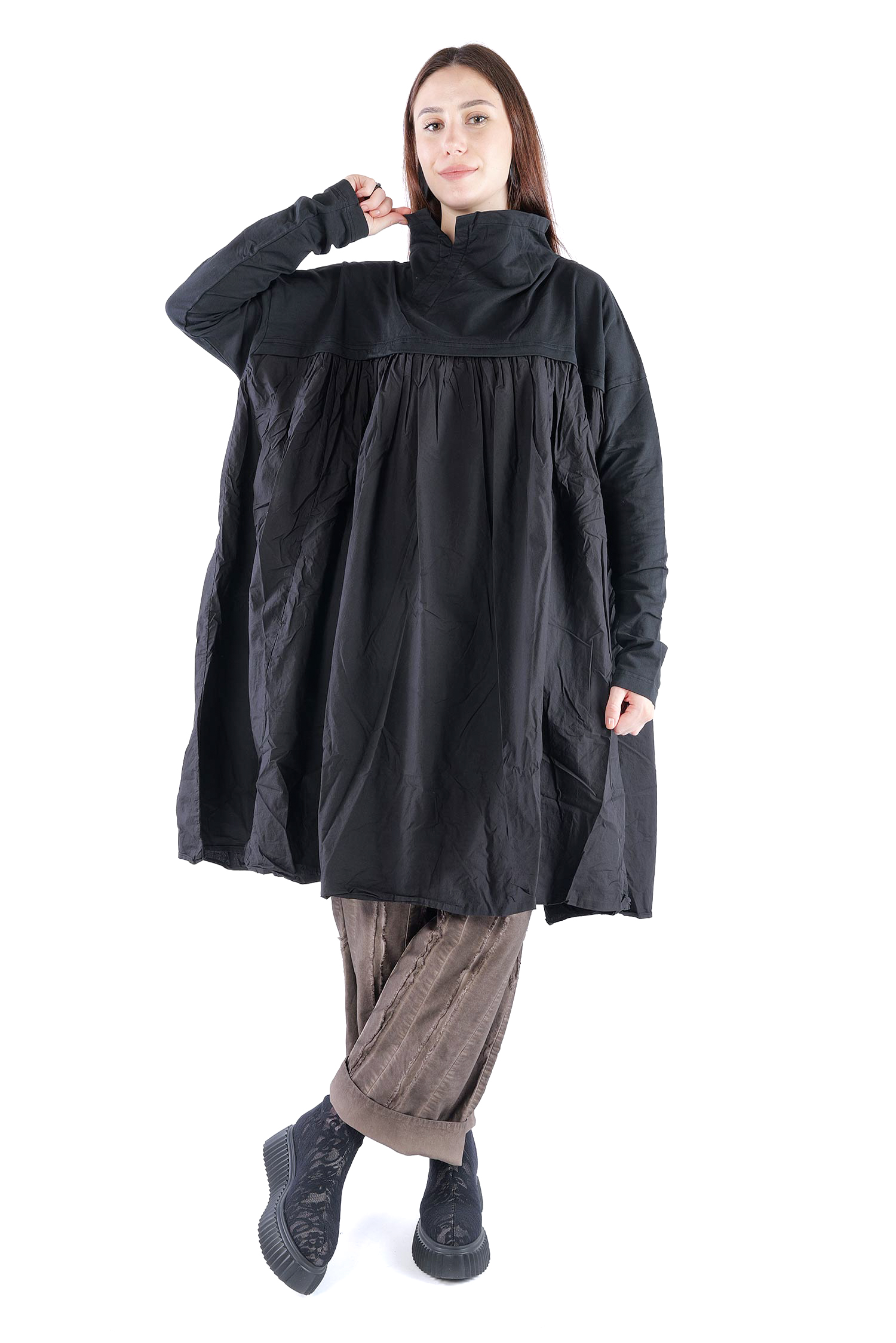 Gerüschte Tunika - Schwarz - 2262280906