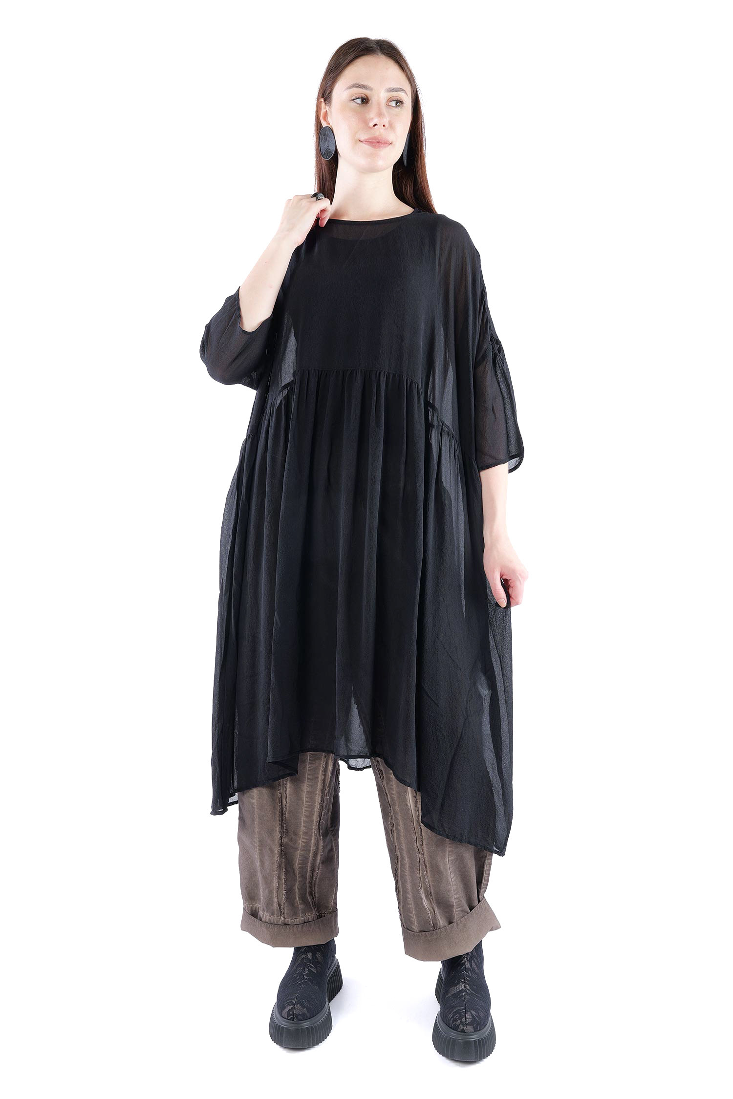 Oversize Seidenkleid - Schwarz - Meinsein