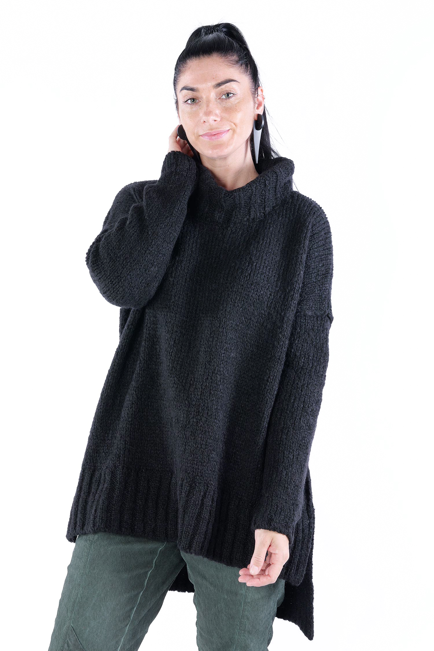 Grobstrick Pullover - Schwarz - Colie