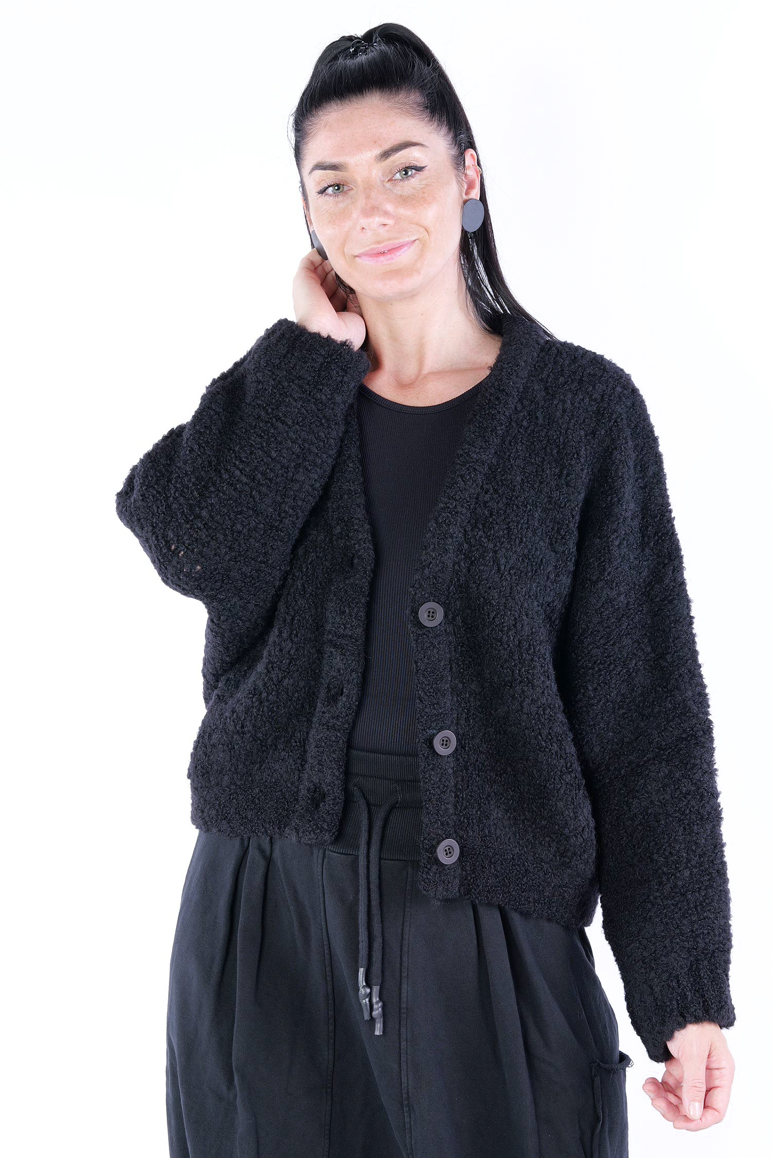Kuschelige Strickjacke - Schwarz - 252.15.02