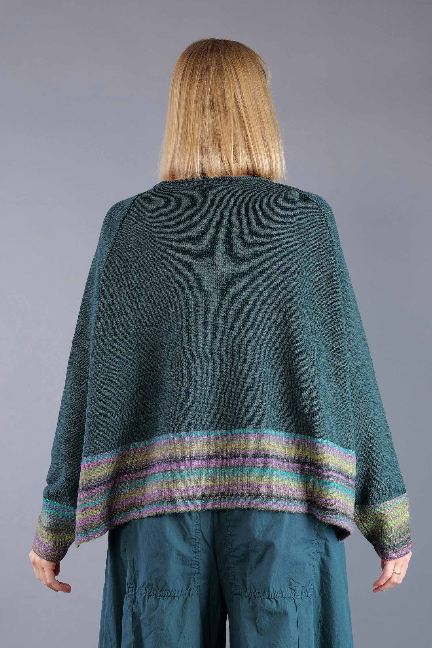 Oversized knitted pullover - Forest stripe - 2263720703