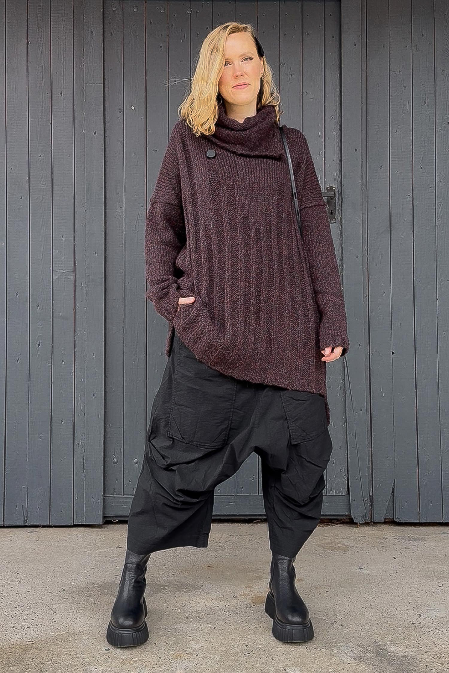 Grobstrick Tunika - Smoke burgundy - Erynia