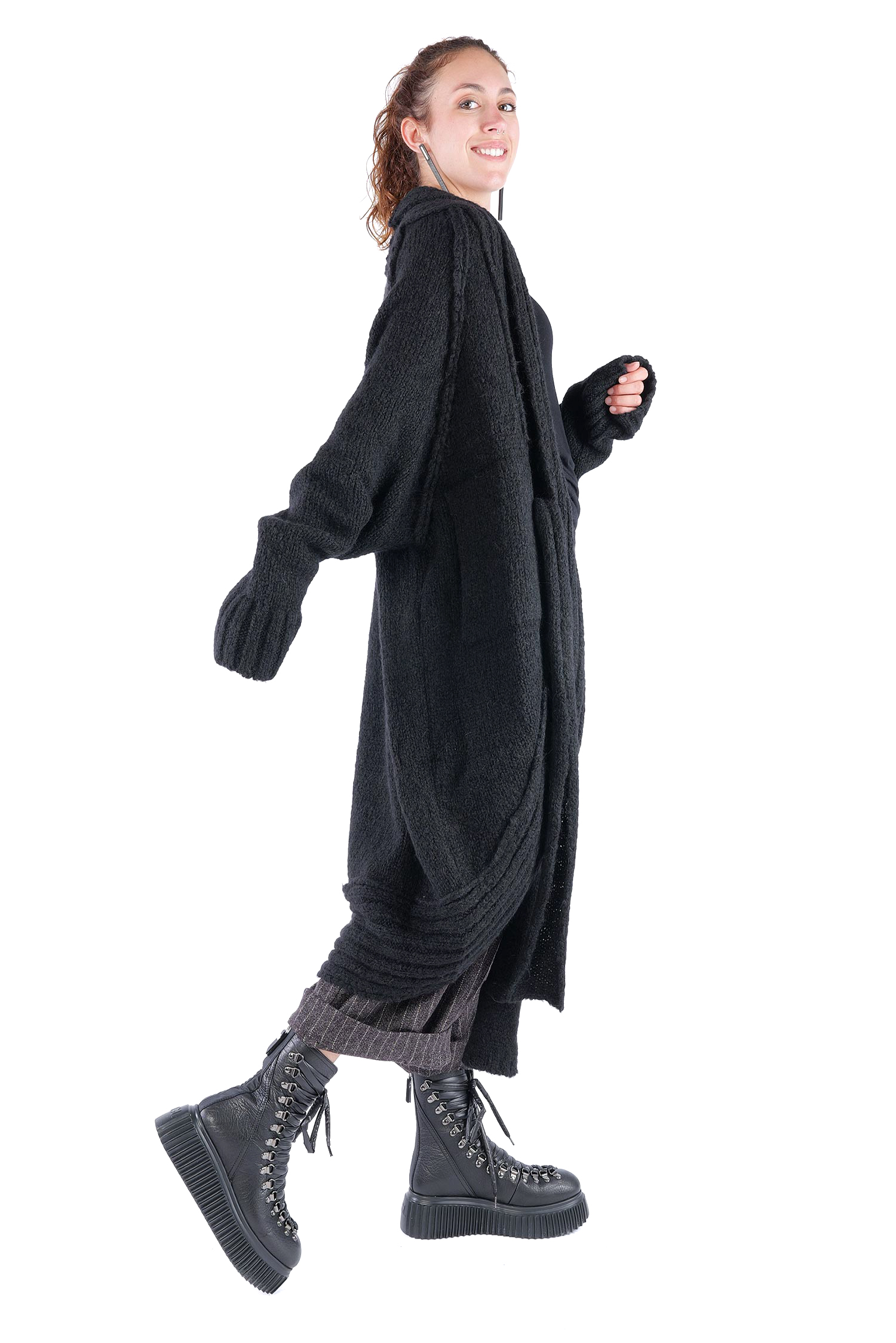 Oversize Cardigan - Schwarz - Serpent